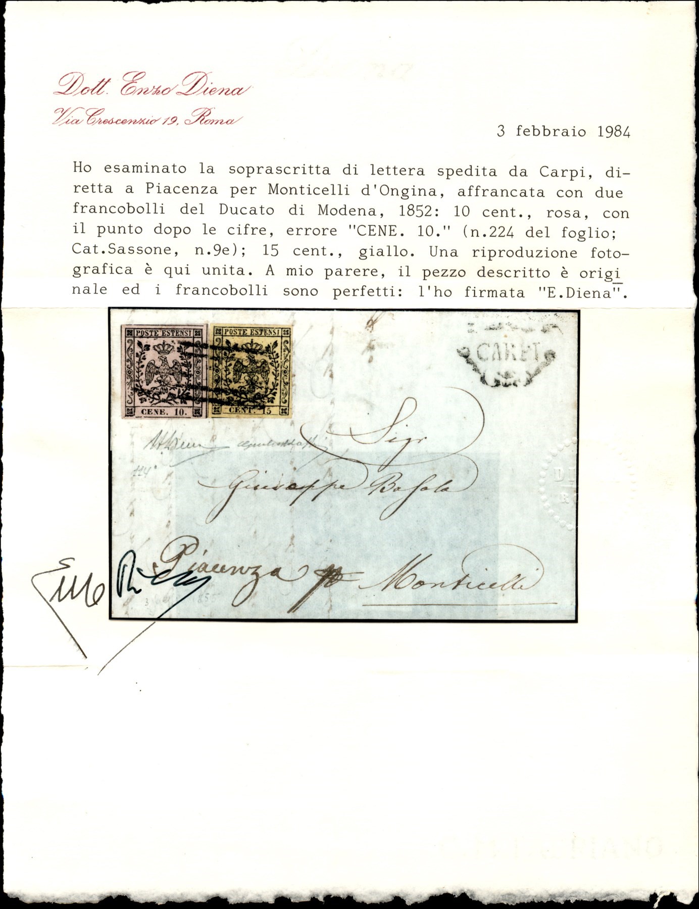ITALIA / Antichi Stati Italiani / Modena / Posta ordinaria
