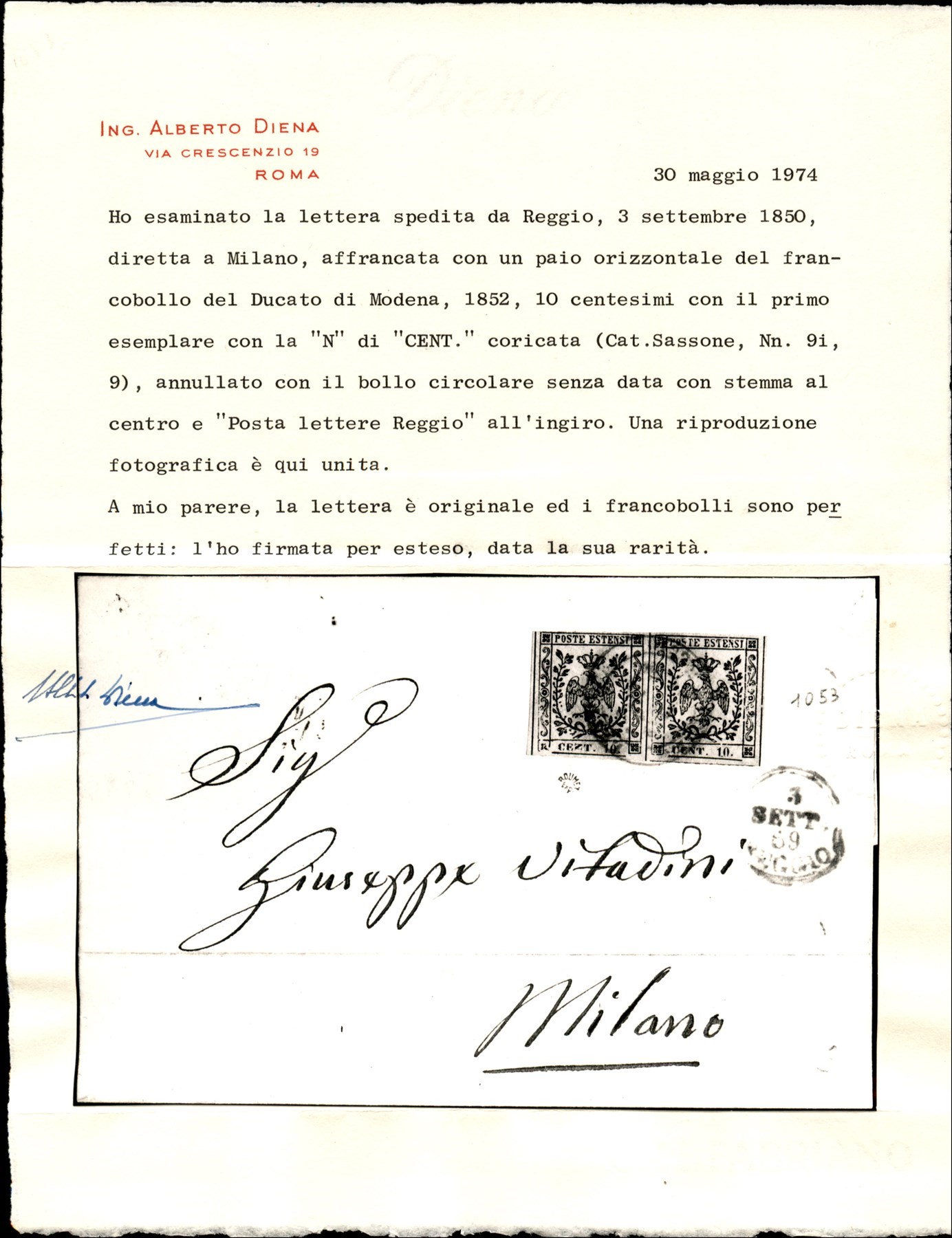 ITALIA / Antichi Stati Italiani / Modena / Posta ordinaria