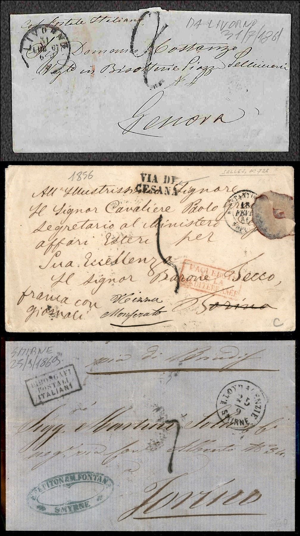 ITALIA / Prefilateliche / Posta ordinaria