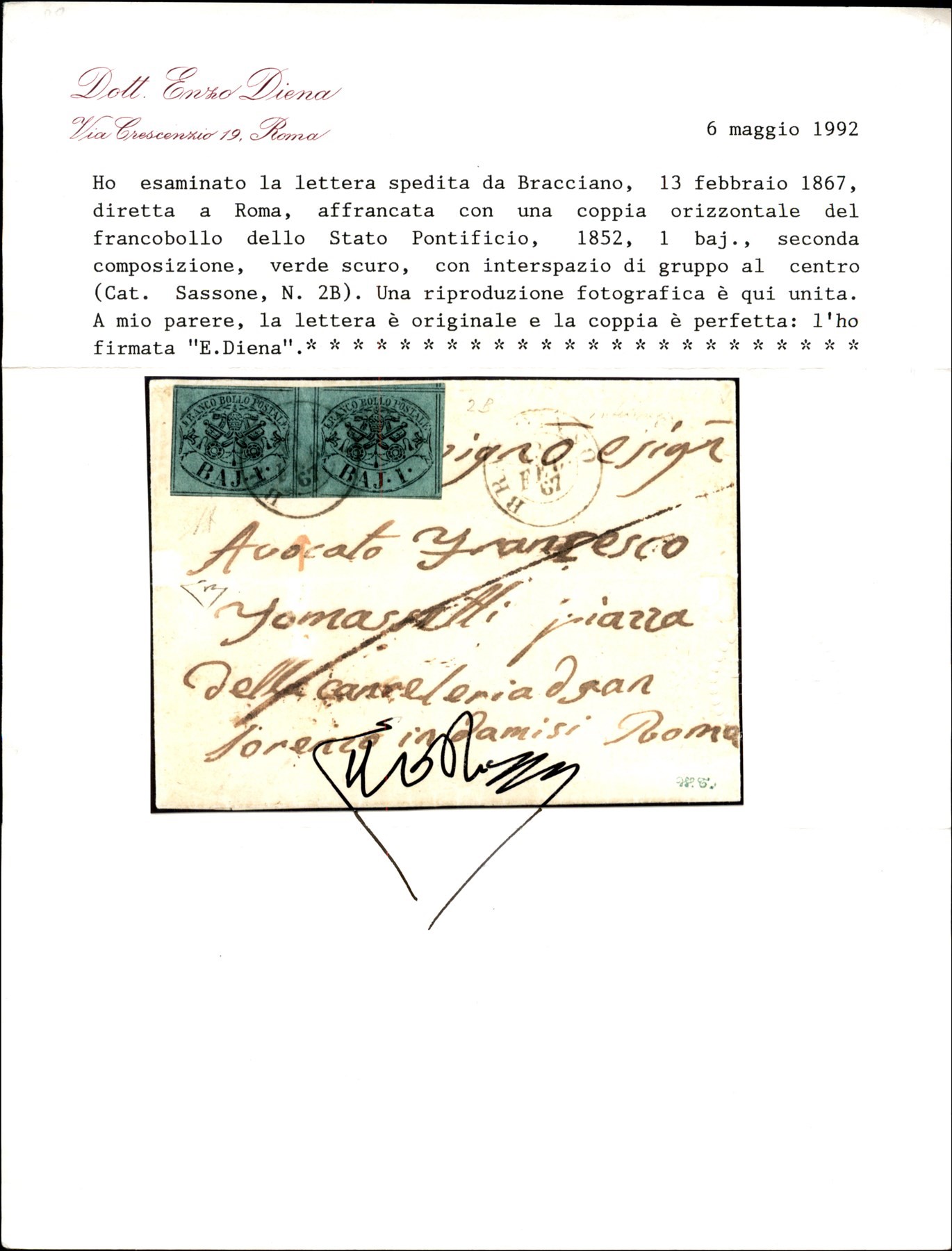 ITALIA / Antichi Stati Italiani / Stato pontificio / Posta ordinaria