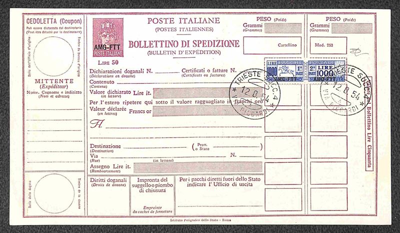 Italia / Trieste / Trieste Amg Ftt / Pacchi Postali