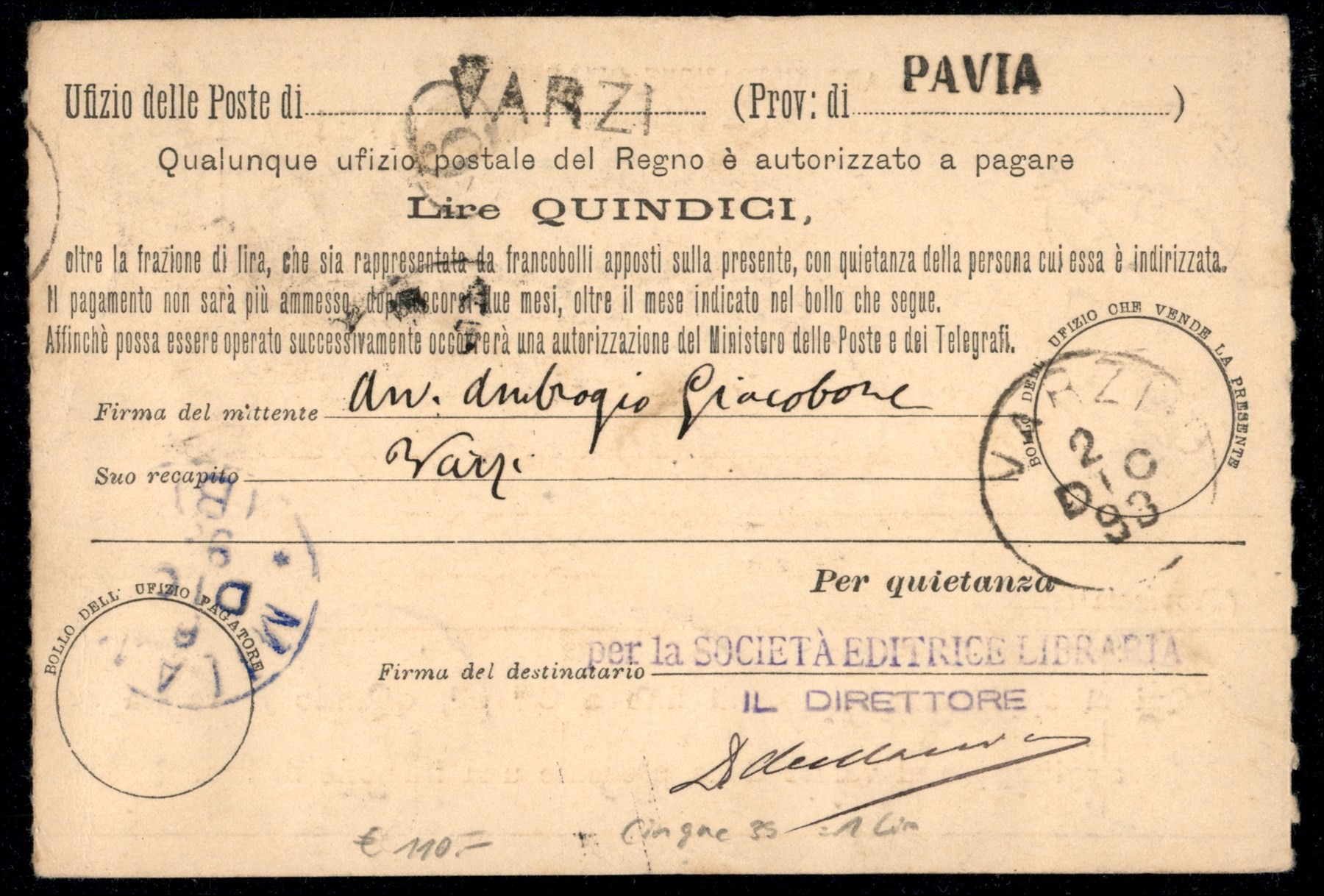 Italia / Regno / Umberto i / Posta Ordinaria