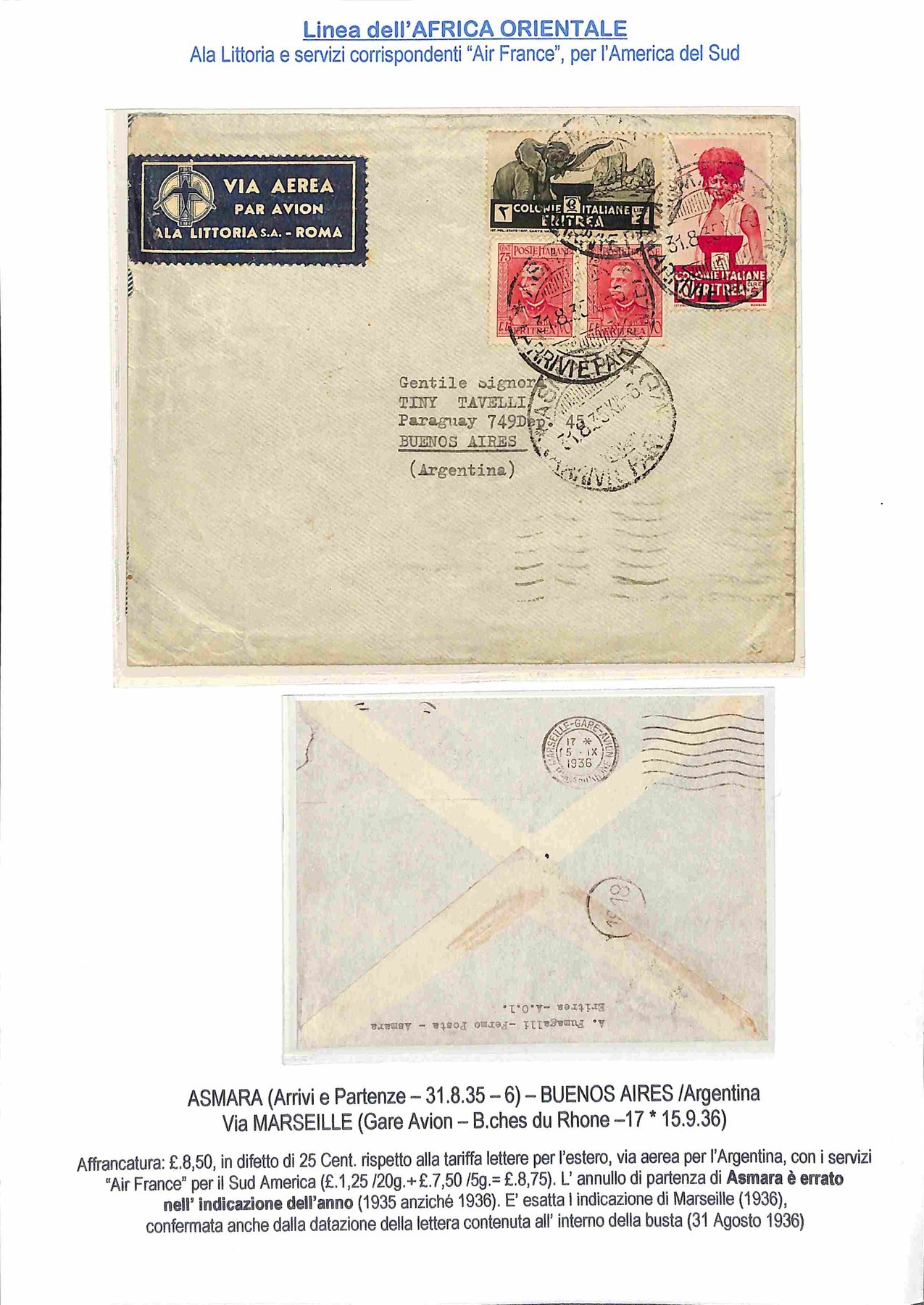 ITALIA / Colonie / Aerogrammi