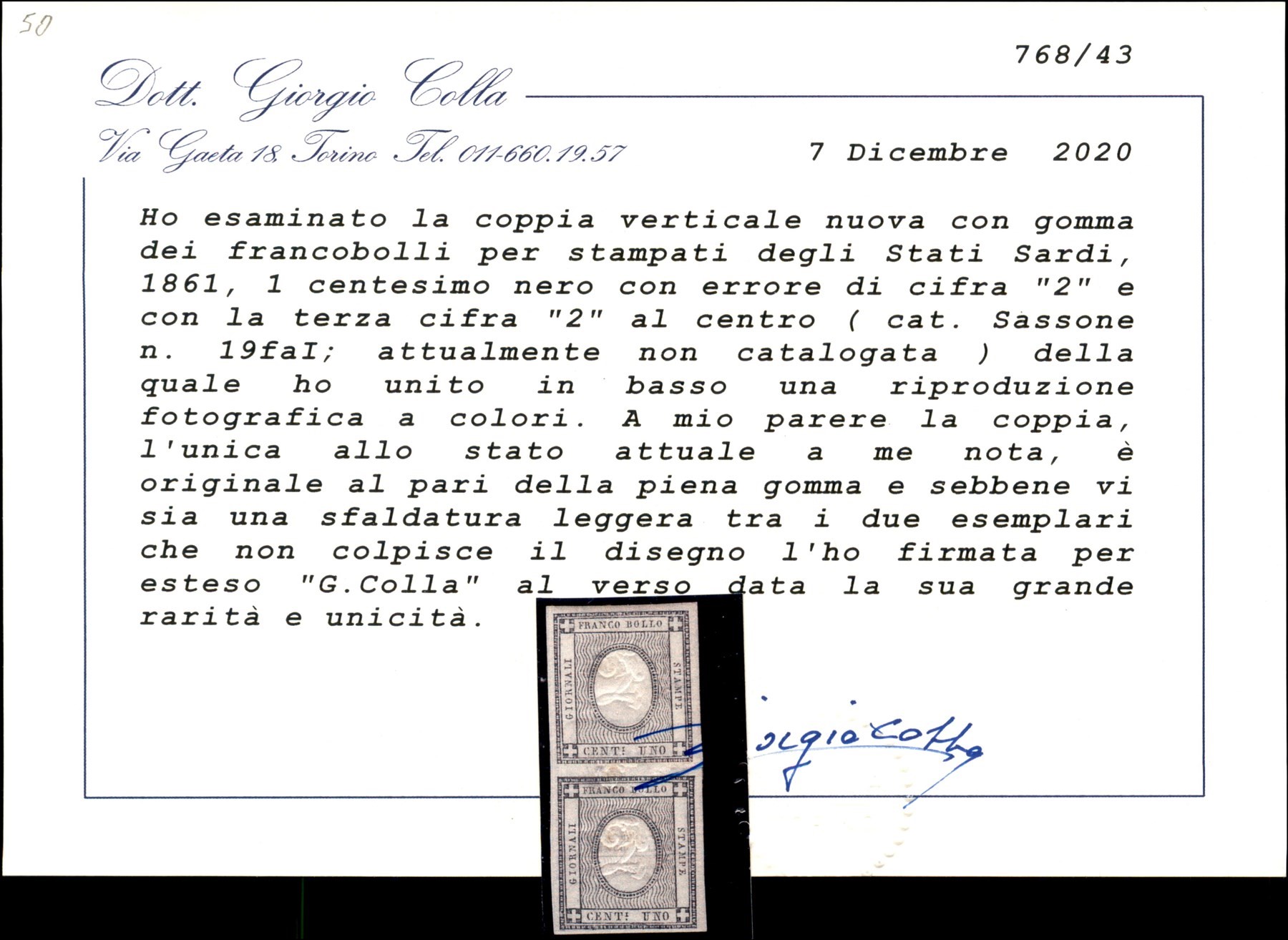 Italia / Antichi Stati Italiani / Sardegna / Posta Ordinaria