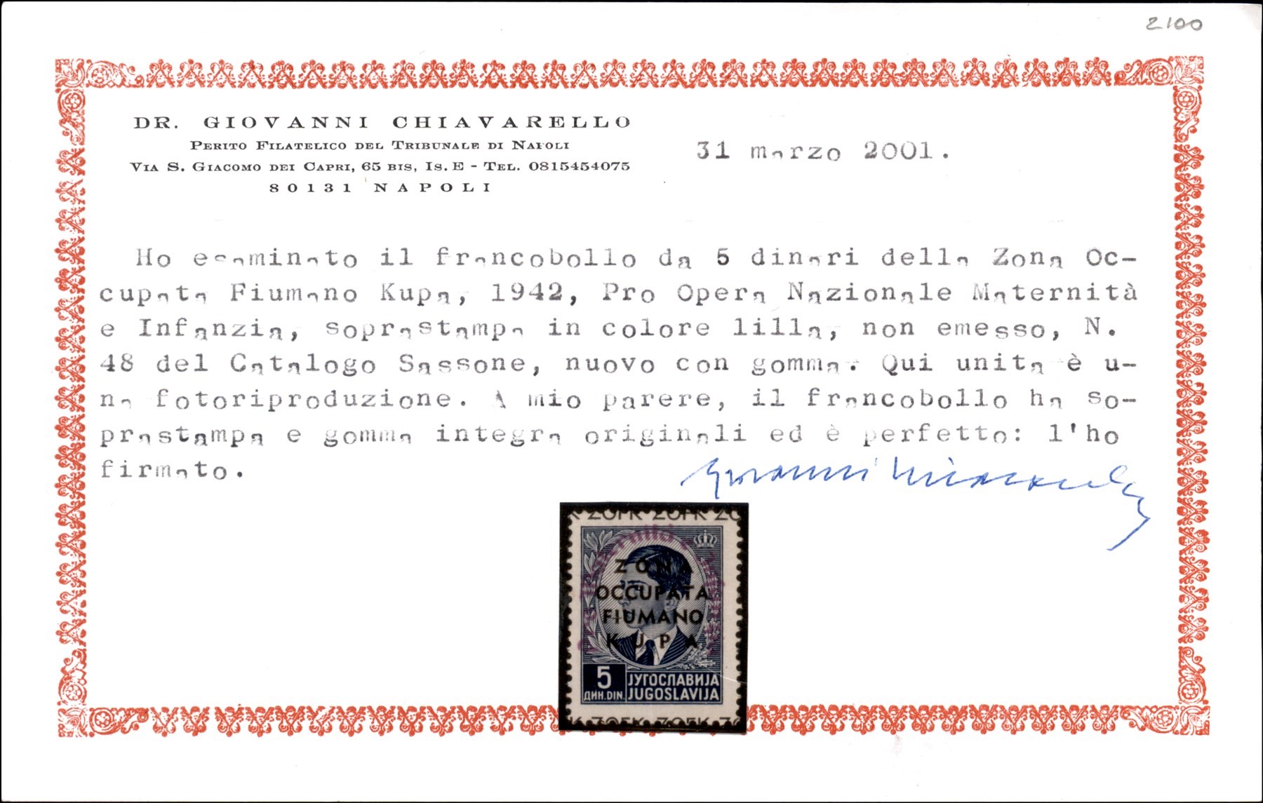 Italia / Occupazioni II Guerra Mondiale / Zona Fiumano Kupa / Posta Ordinaria
