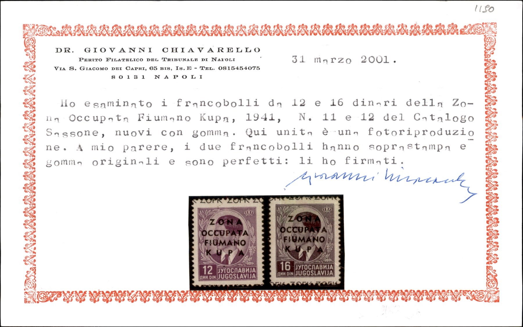 Italia / Occupazioni II Guerra Mondiale / Zona Fiumano Kupa / Posta Ordinaria