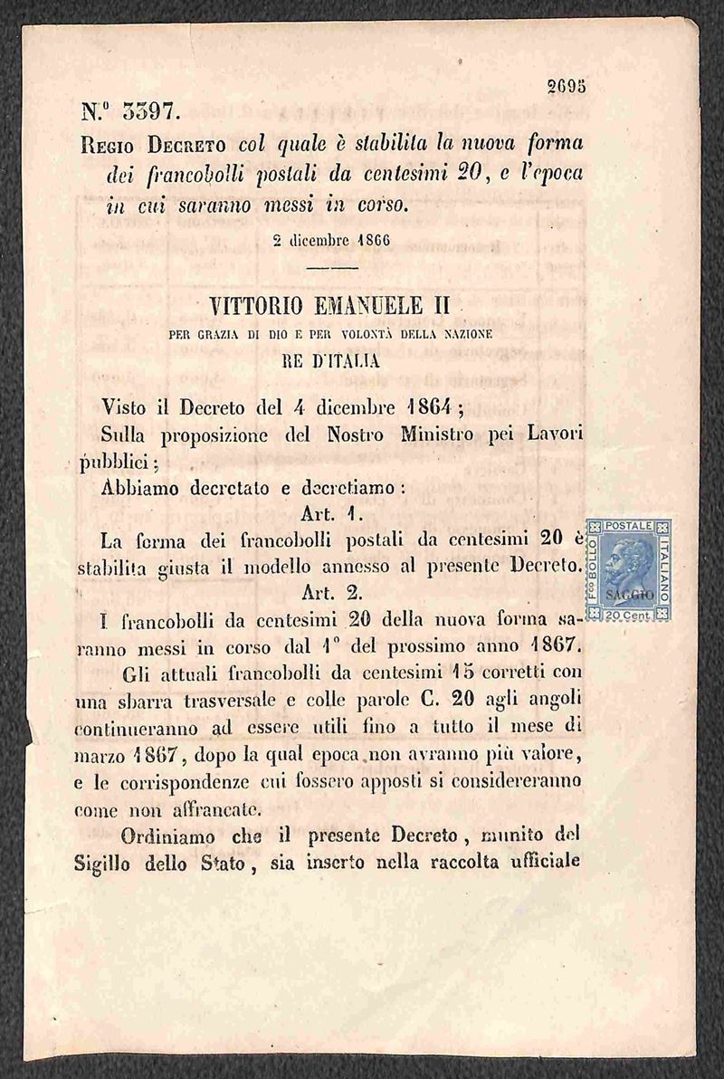 Italia / Regno / Vittorio Emanuele II / Posta Ordinaria