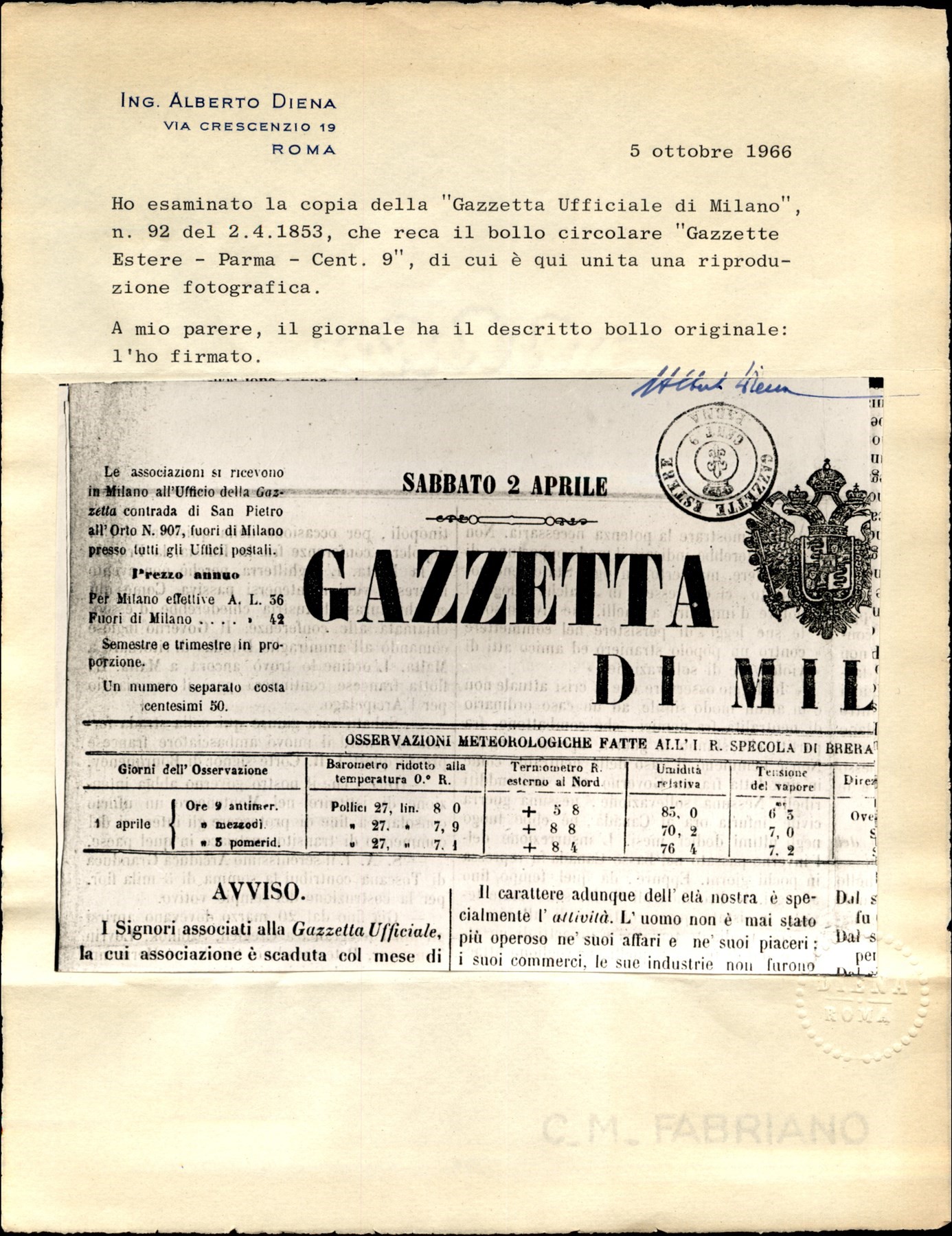 ITALIA / Antichi Stati Italiani / Parma / Posta ordinaria