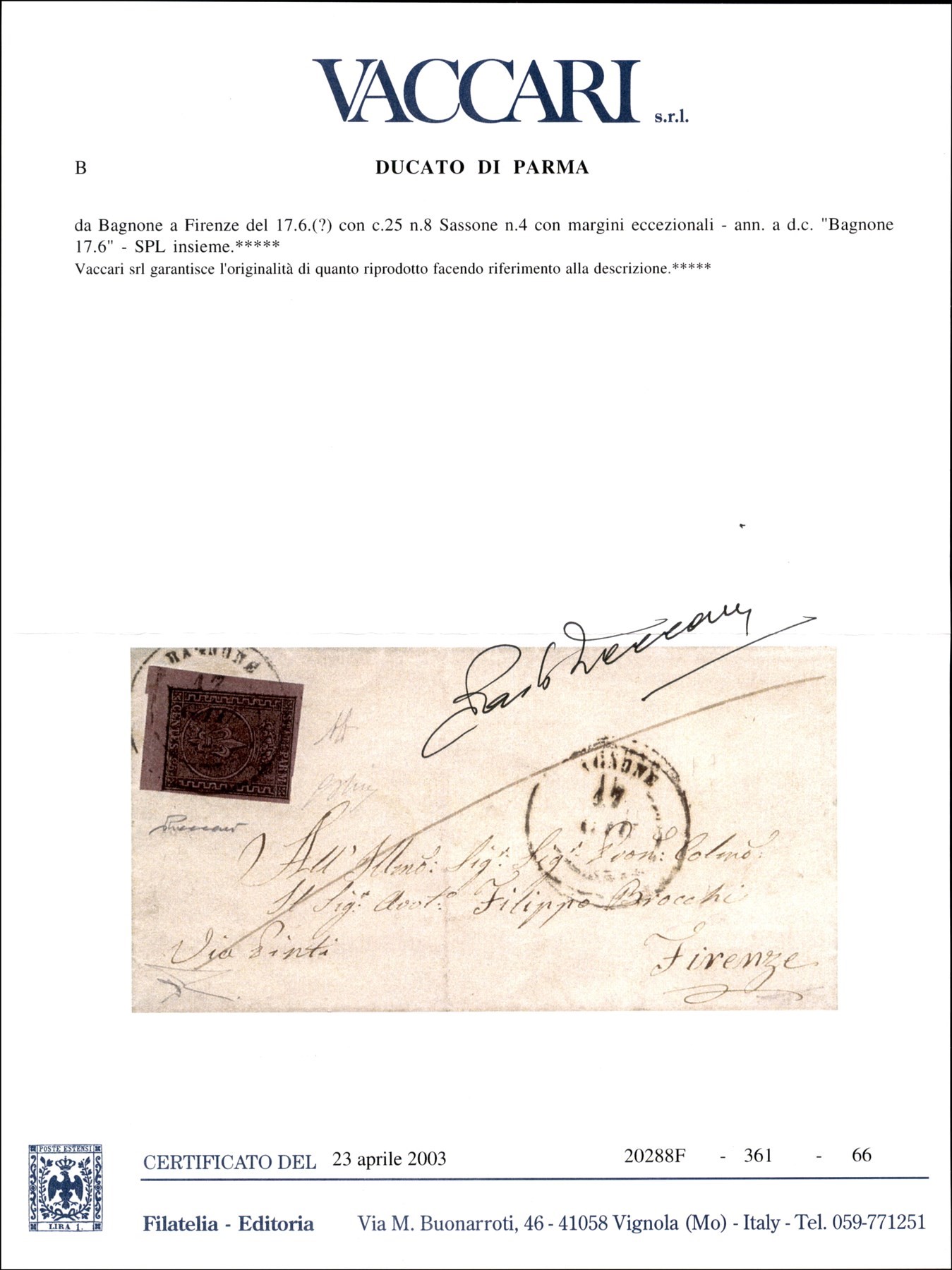 ITALIA / Antichi Stati Italiani / Parma / Posta ordinaria