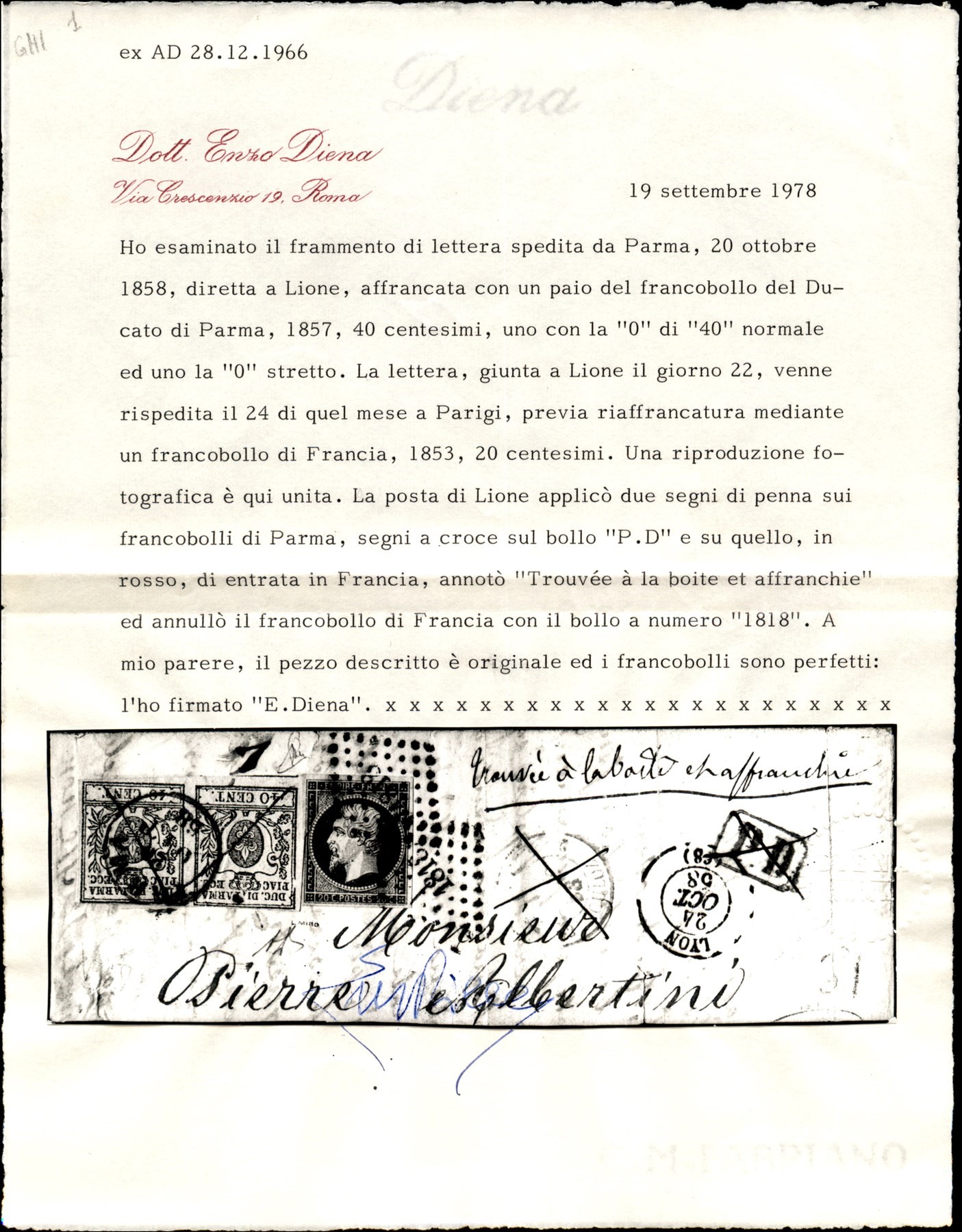 ITALIA / Antichi Stati Italiani / Parma / Posta ordinaria