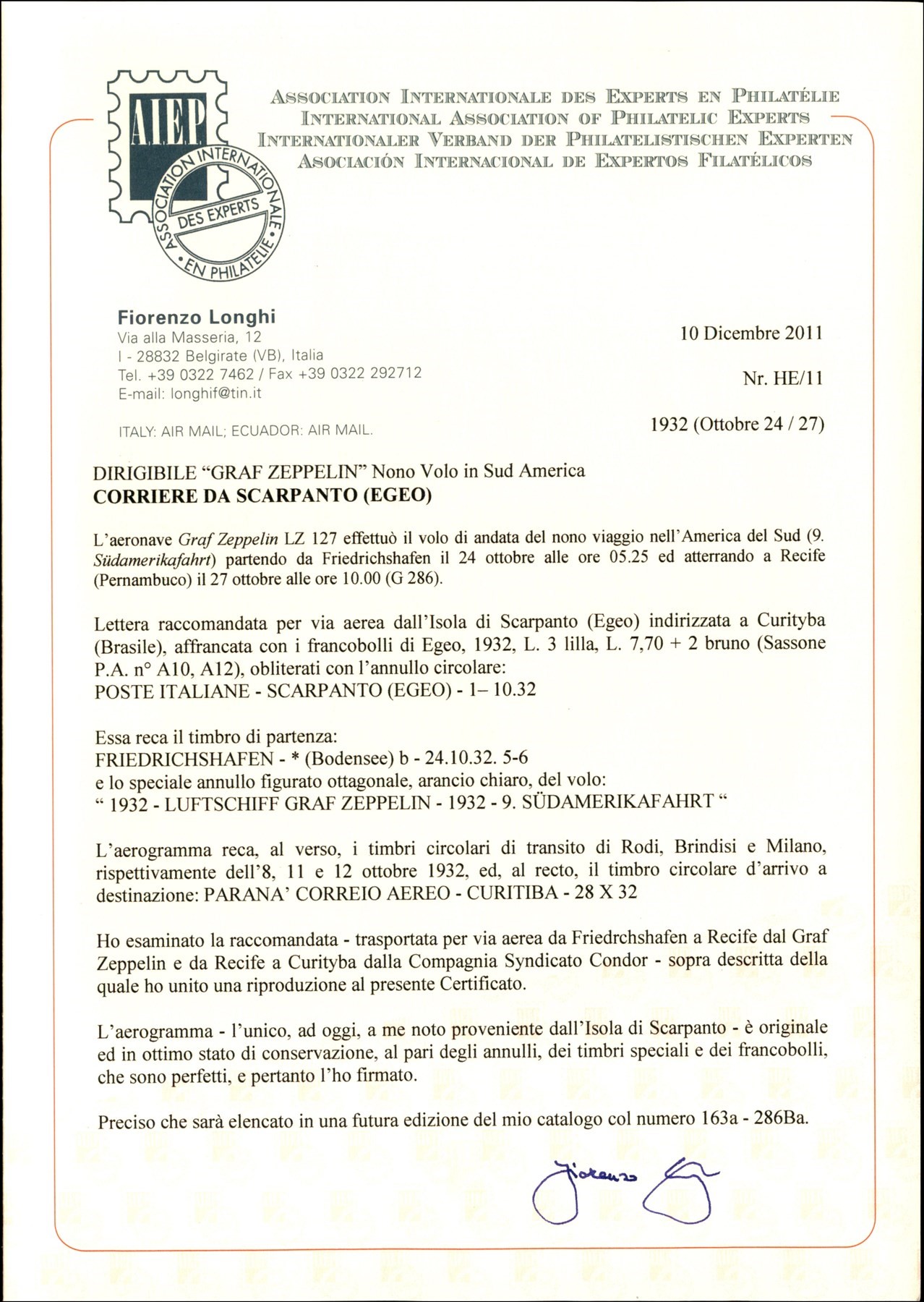 ITALIA / Colonie / Egeo / Aerogrammi