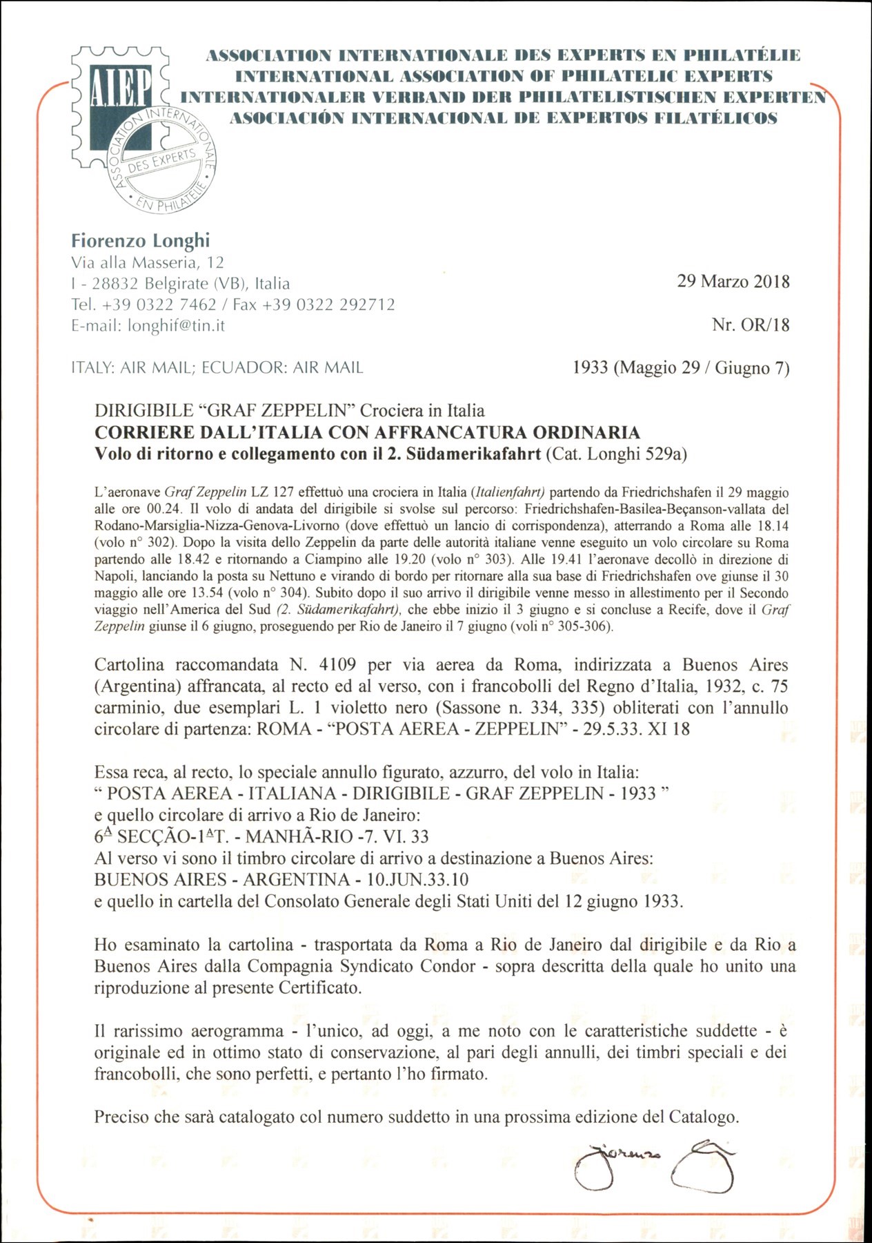 Italia / Regno / Vittorio Emanuele III / Aerogrammi