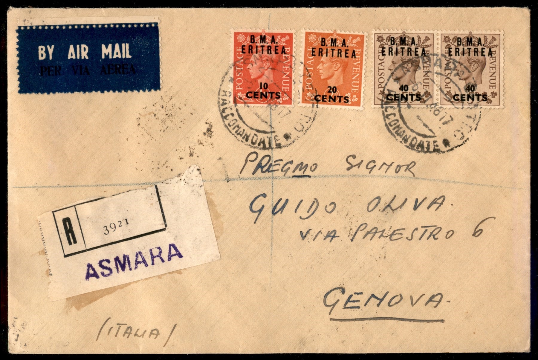 Italia / Occupazioni Straniere delle Colonie / Occupazione Britannica / M.e.f. / Aerogrammi