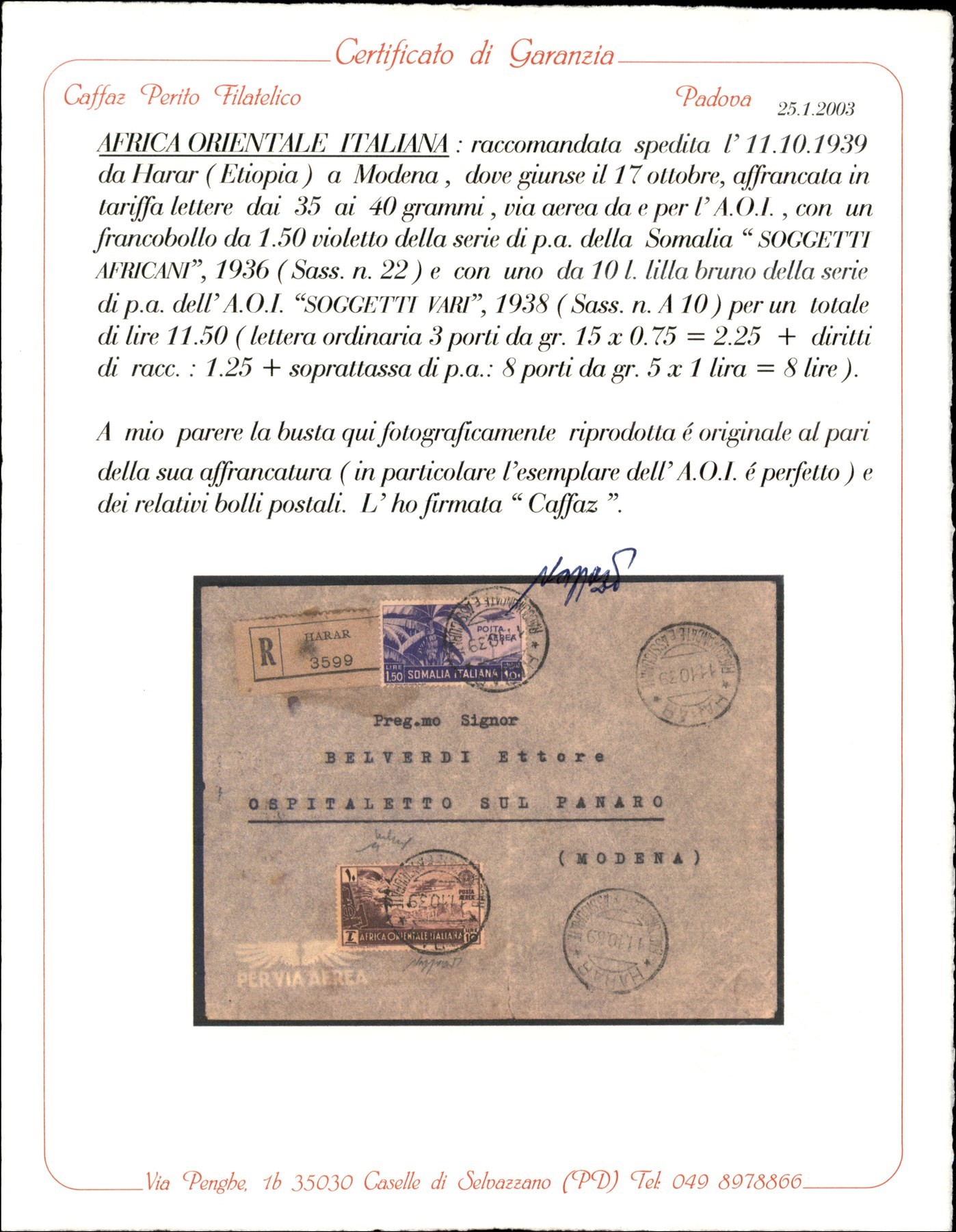 ITALIA / Colonie / Africa Orientale Italiana / Aerogrammi