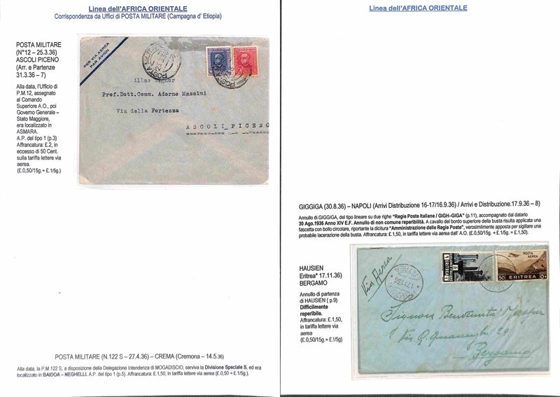 ITALIA / Colonie / Aerogrammi