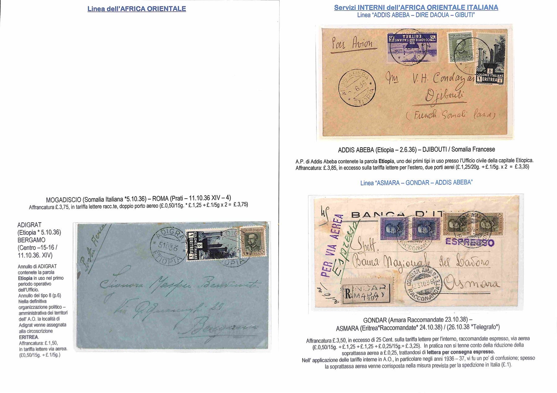 ITALIA / Colonie / Aerogrammi