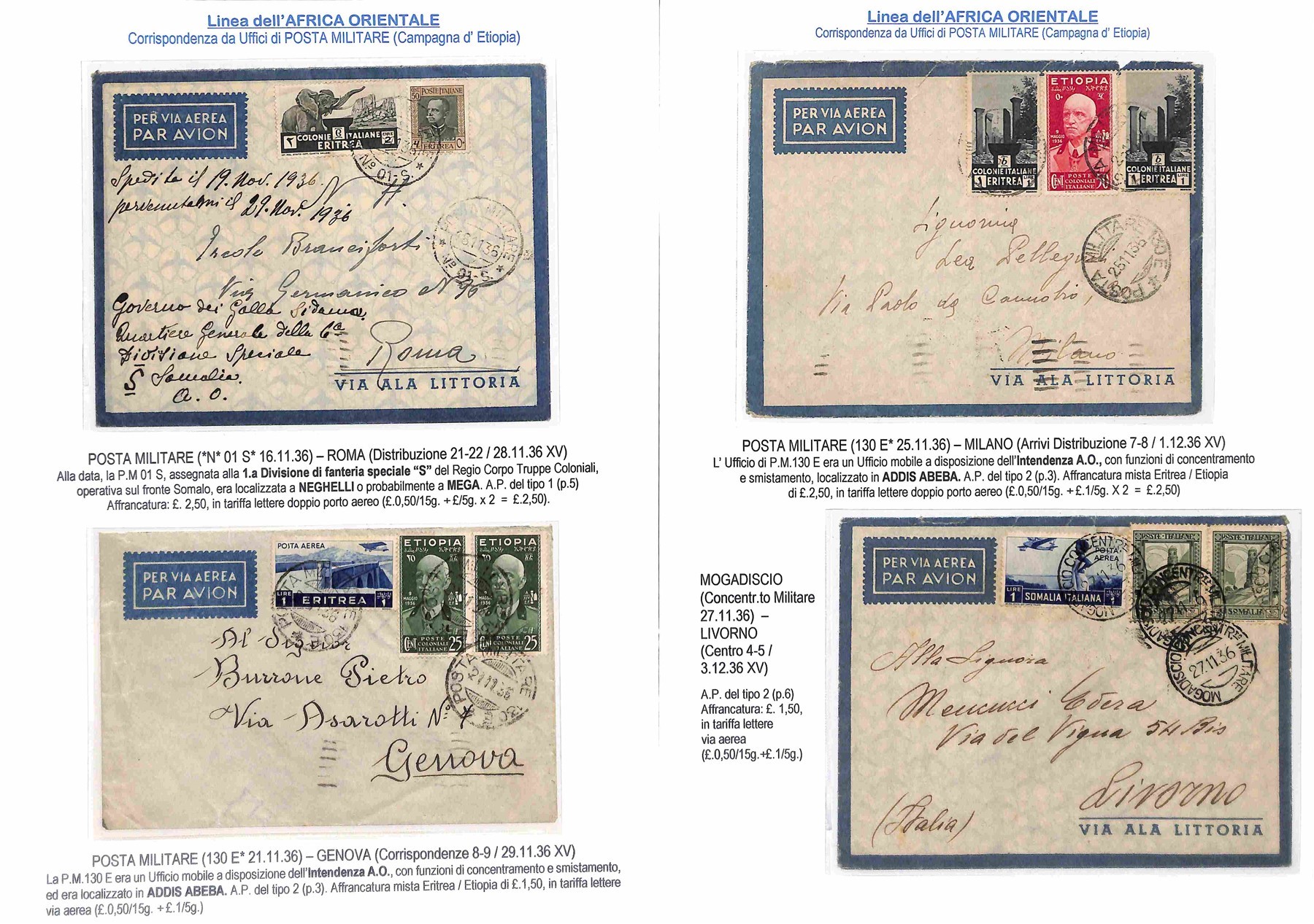 ITALIA / Colonie / Aerogrammi