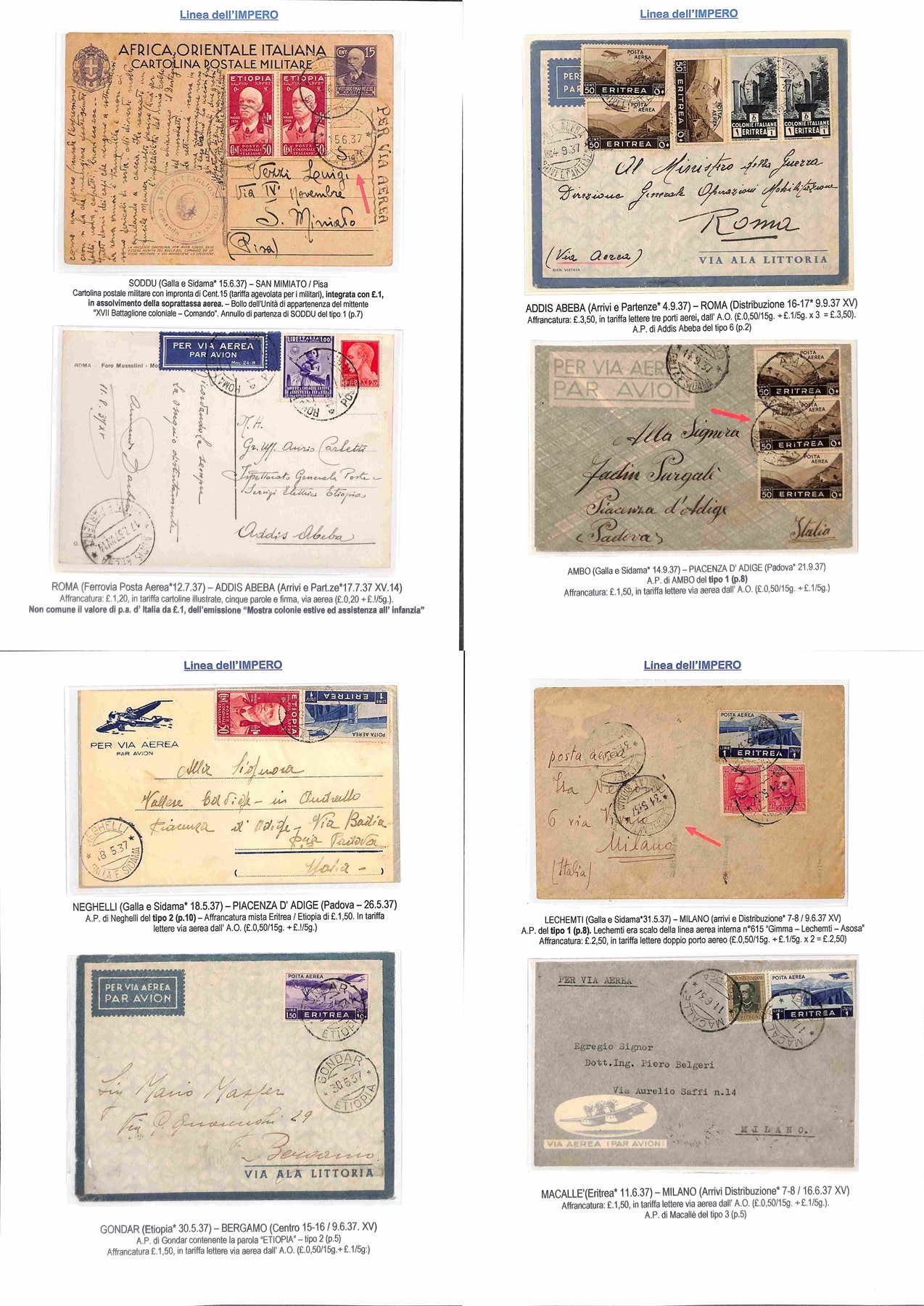 ITALIA / Colonie / Aerogrammi