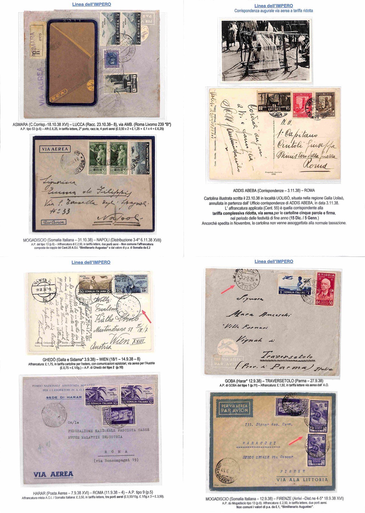 ITALIA / Colonie / Aerogrammi