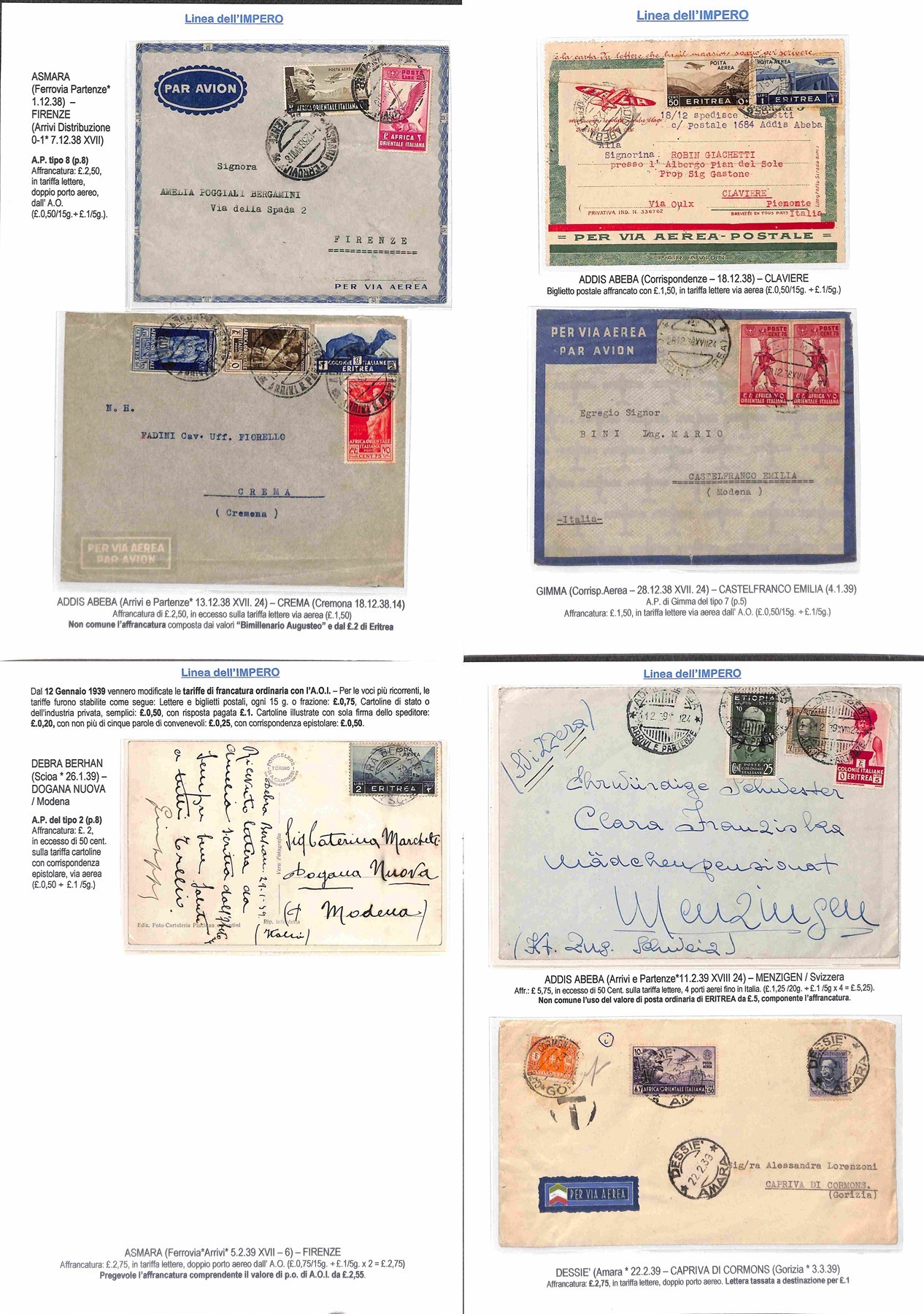 ITALIA / Colonie / Aerogrammi