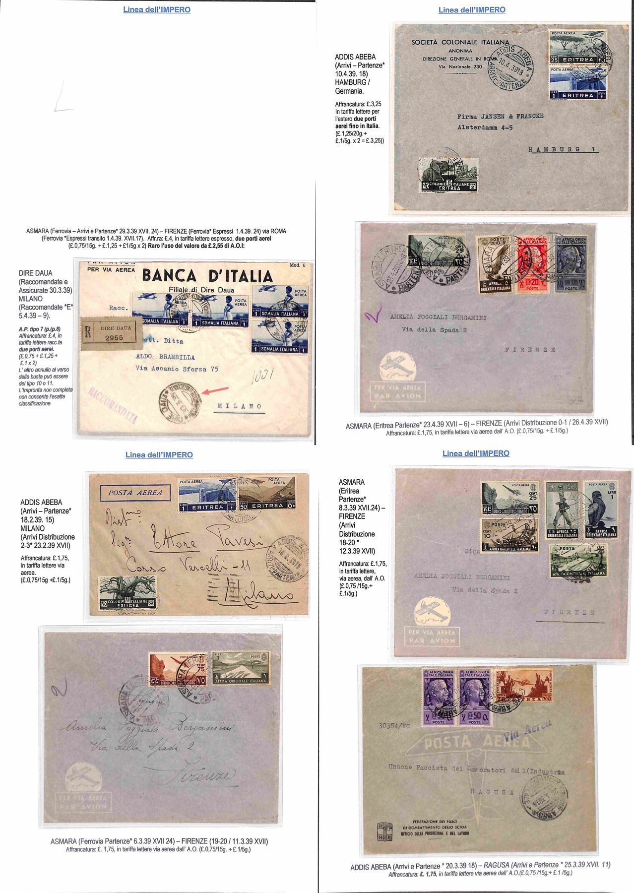 ITALIA / Colonie / Aerogrammi