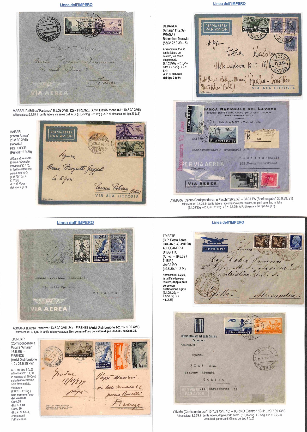 ITALIA / Colonie / Aerogrammi