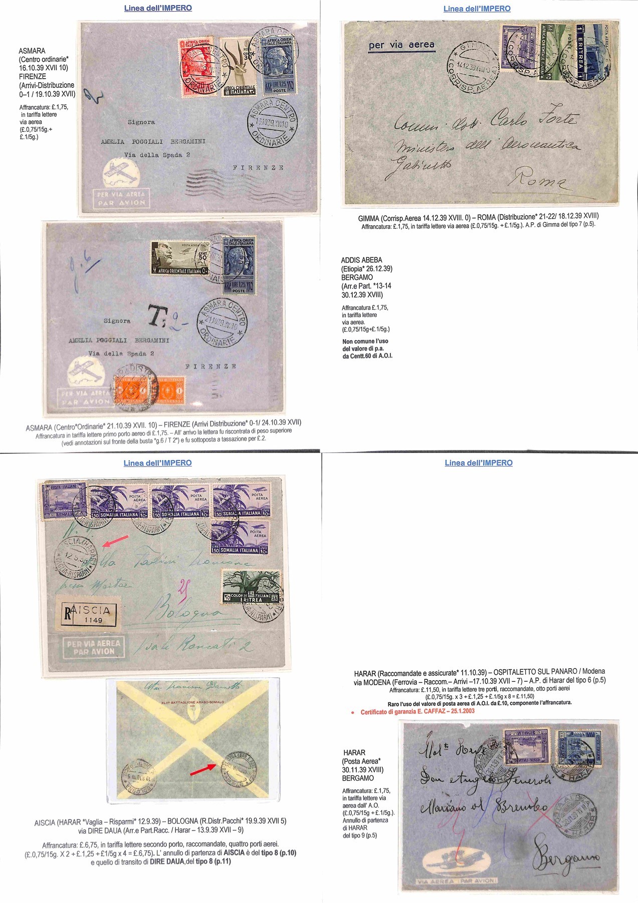 ITALIA / Colonie / Aerogrammi