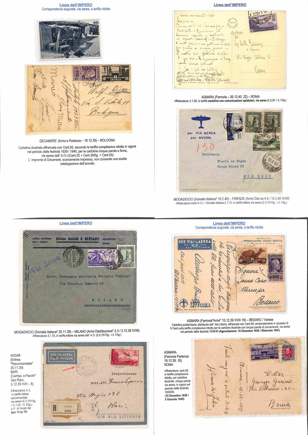 ITALIA / Colonie / Aerogrammi