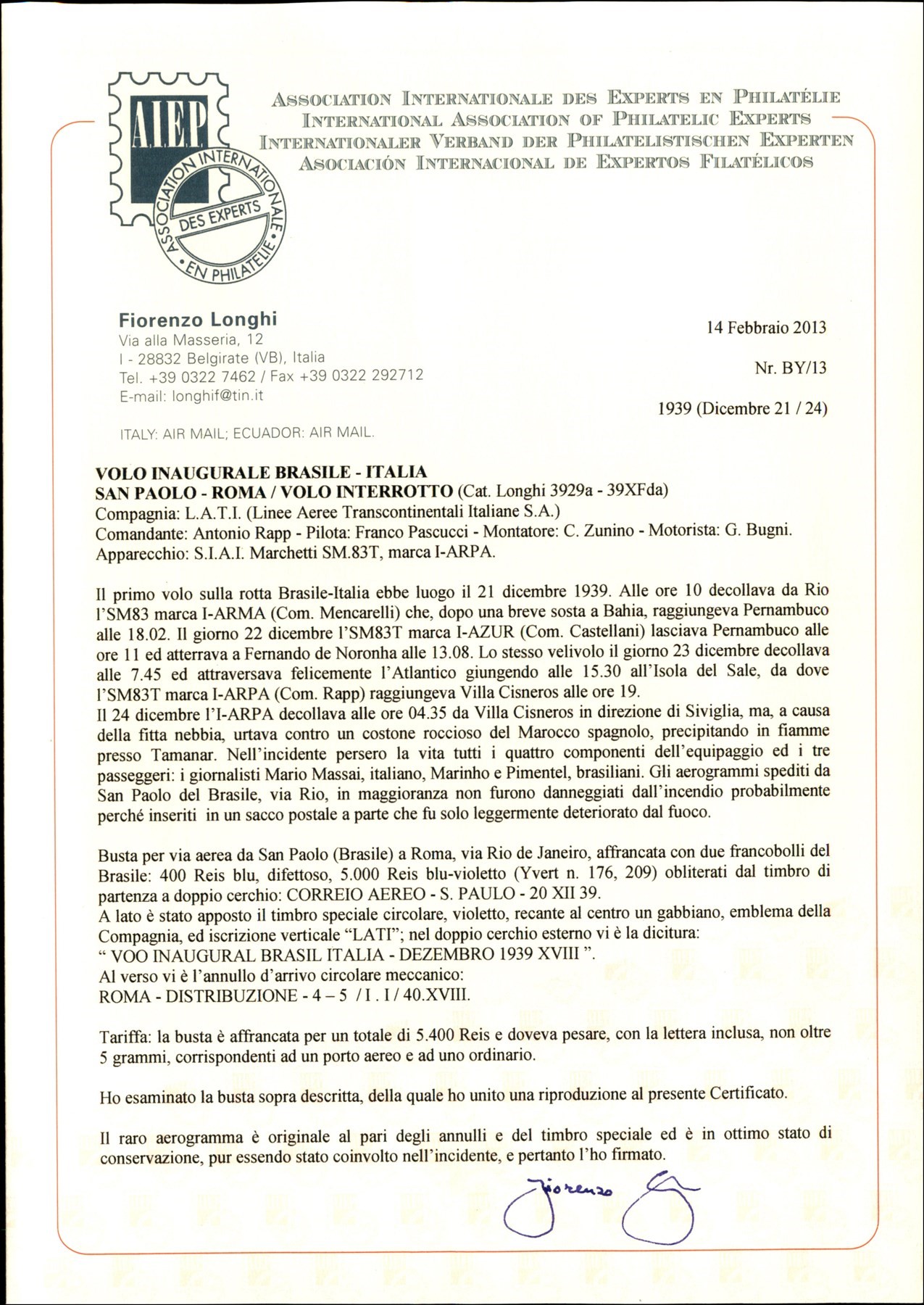 BRASILE / Aerogrammi