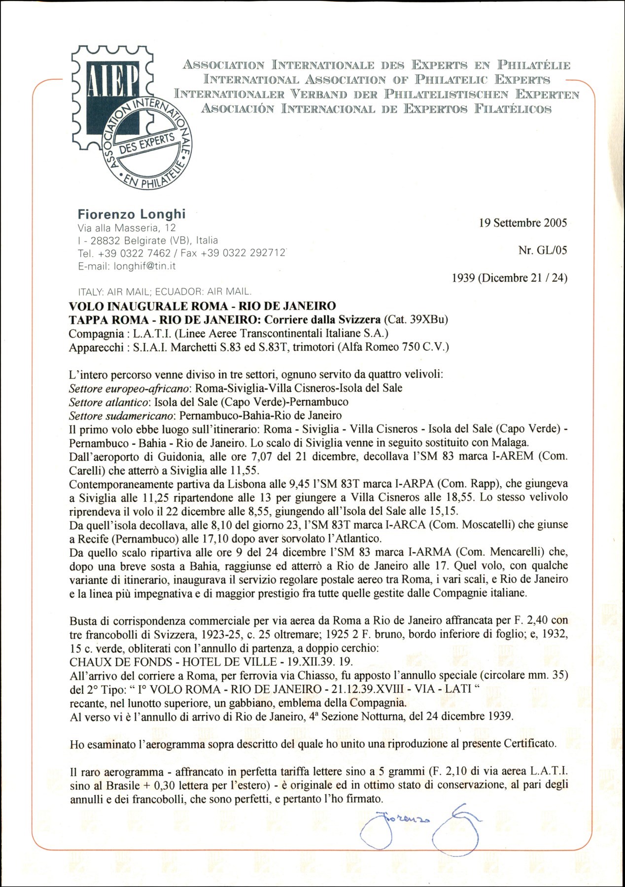 SVIZZERA / Aerogrammi