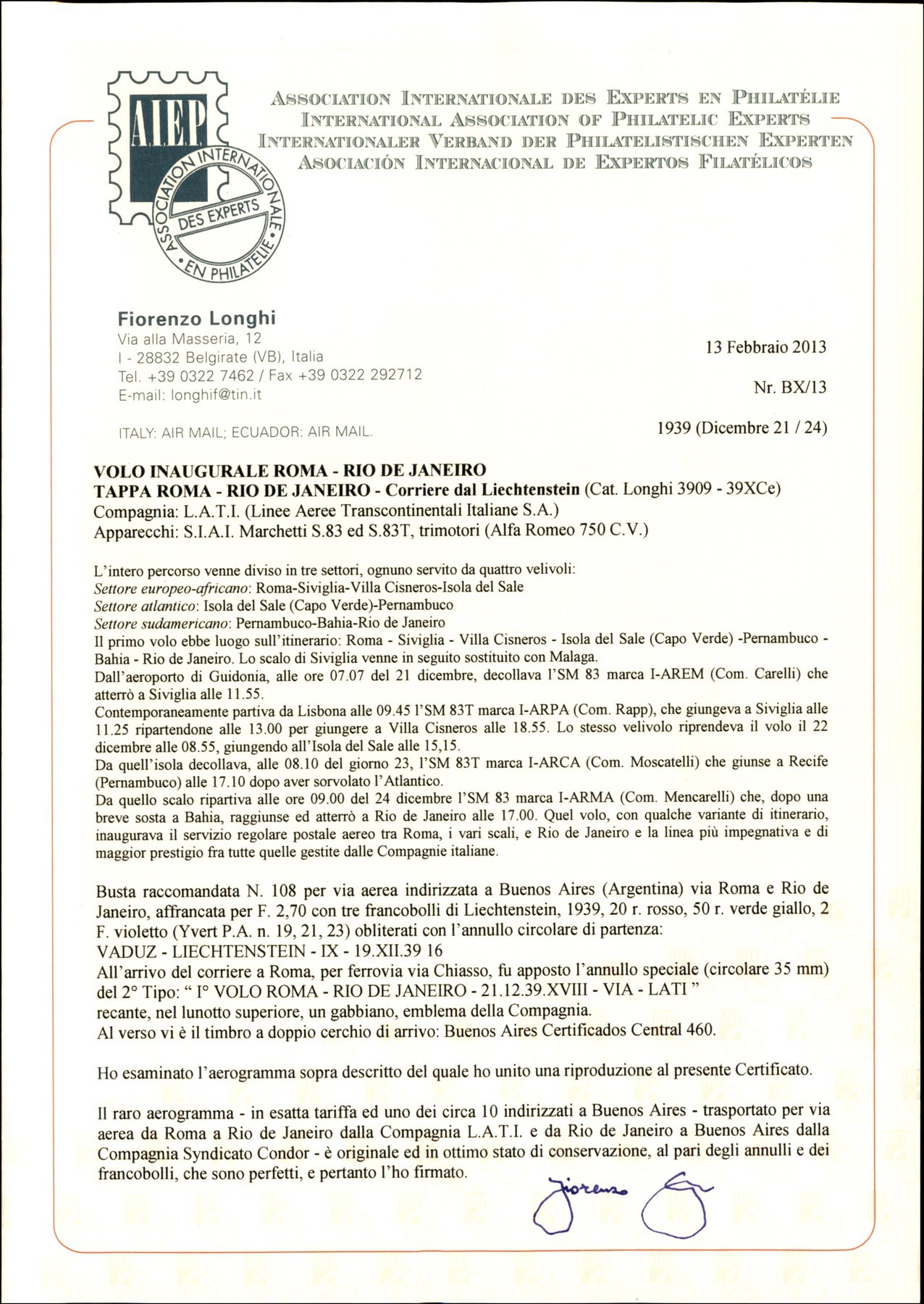 LIECHTENSTEIN / Aerogrammi