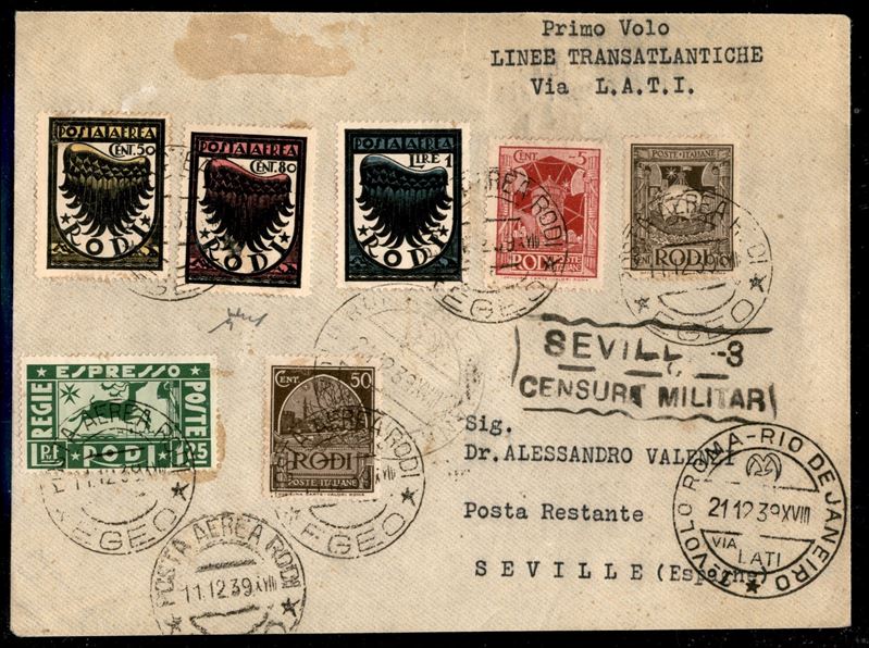 COLOMBIA / Colonie / Egeo / Rodi / Aerogrammi