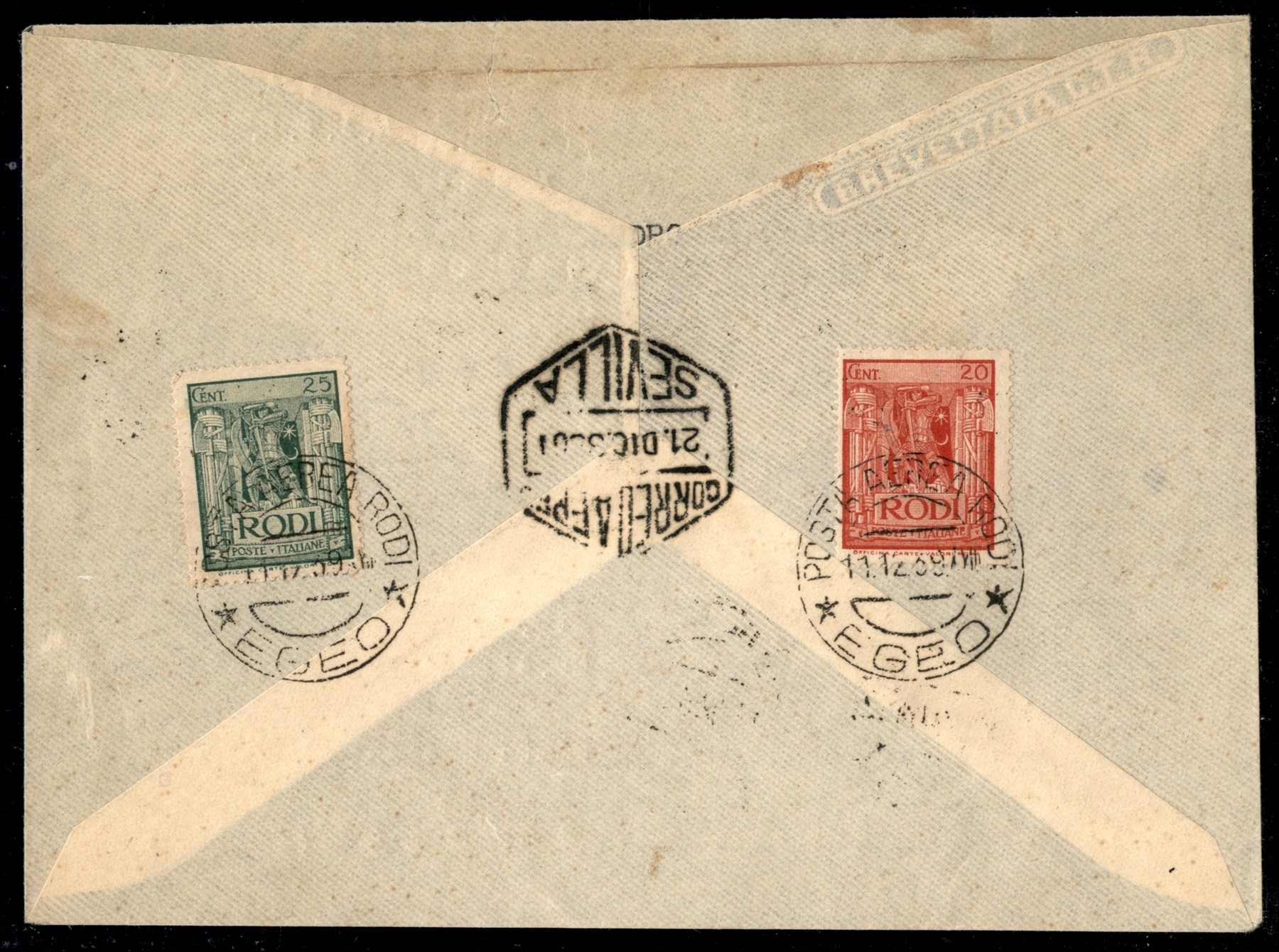 COLOMBIA / Colonie / Egeo / Rodi / Aerogrammi