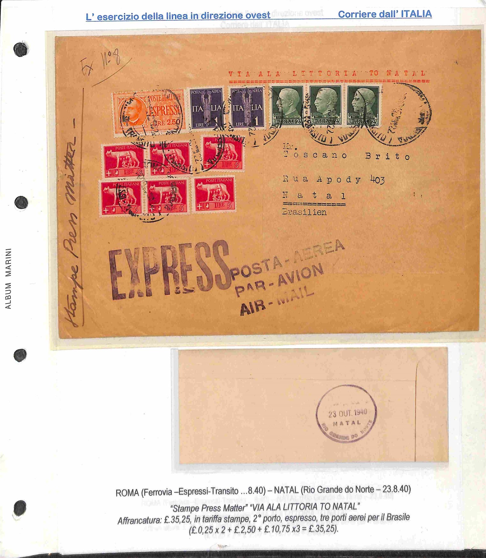 Italia / Regno / Vittorio Emanuele III / Aerogrammi