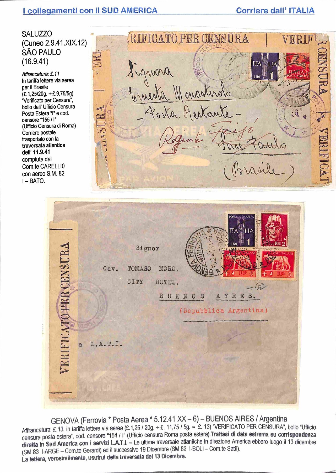 Italia / Regno / Vittorio Emanuele III / Aerogrammi