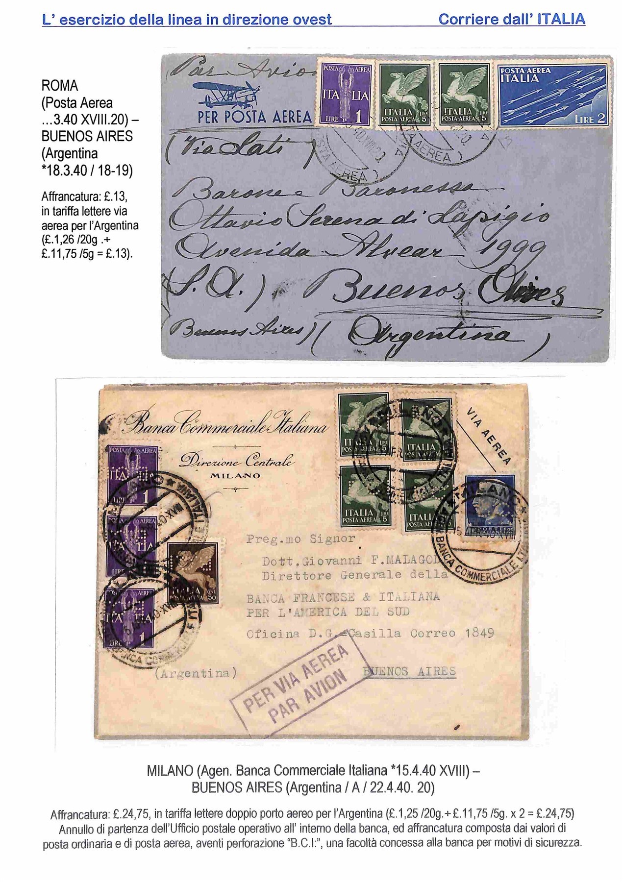 Italia / Regno / Vittorio Emanuele III / Aerogrammi