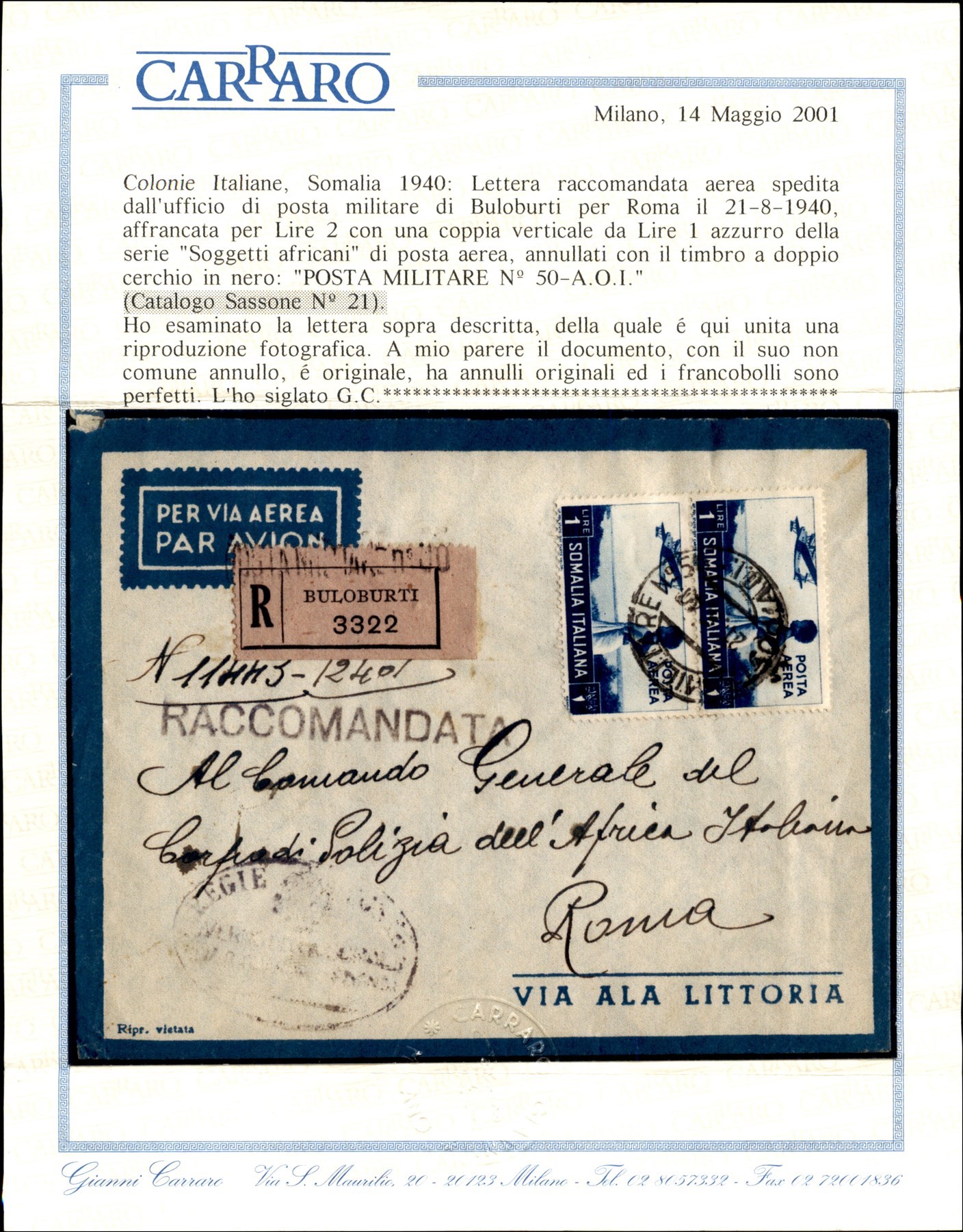 ITALIA / Colonie / Somalia / Posta militare