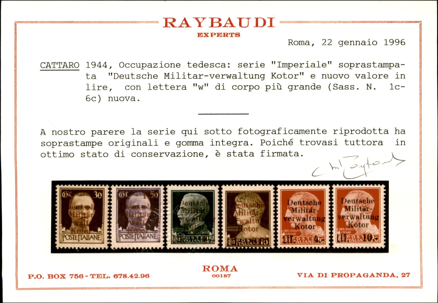 Italia / Occupazioni II Guerra Mondiale / Occupazione Tedesca / Cattaro / Posta Ordinaria
