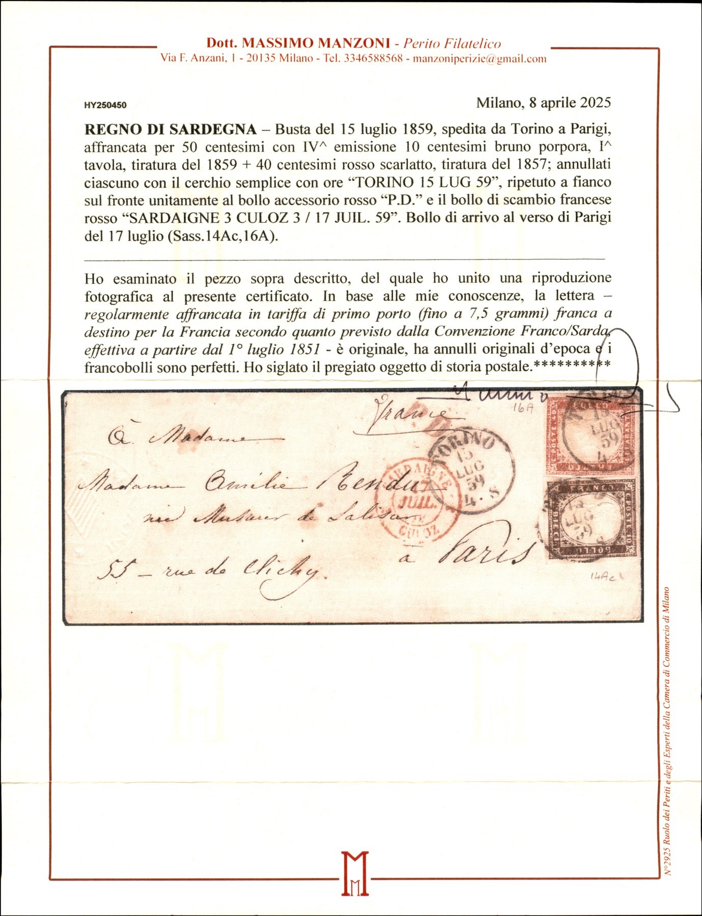 Italia / Antichi Stati Italiani / Sardegna / Posta Ordinaria