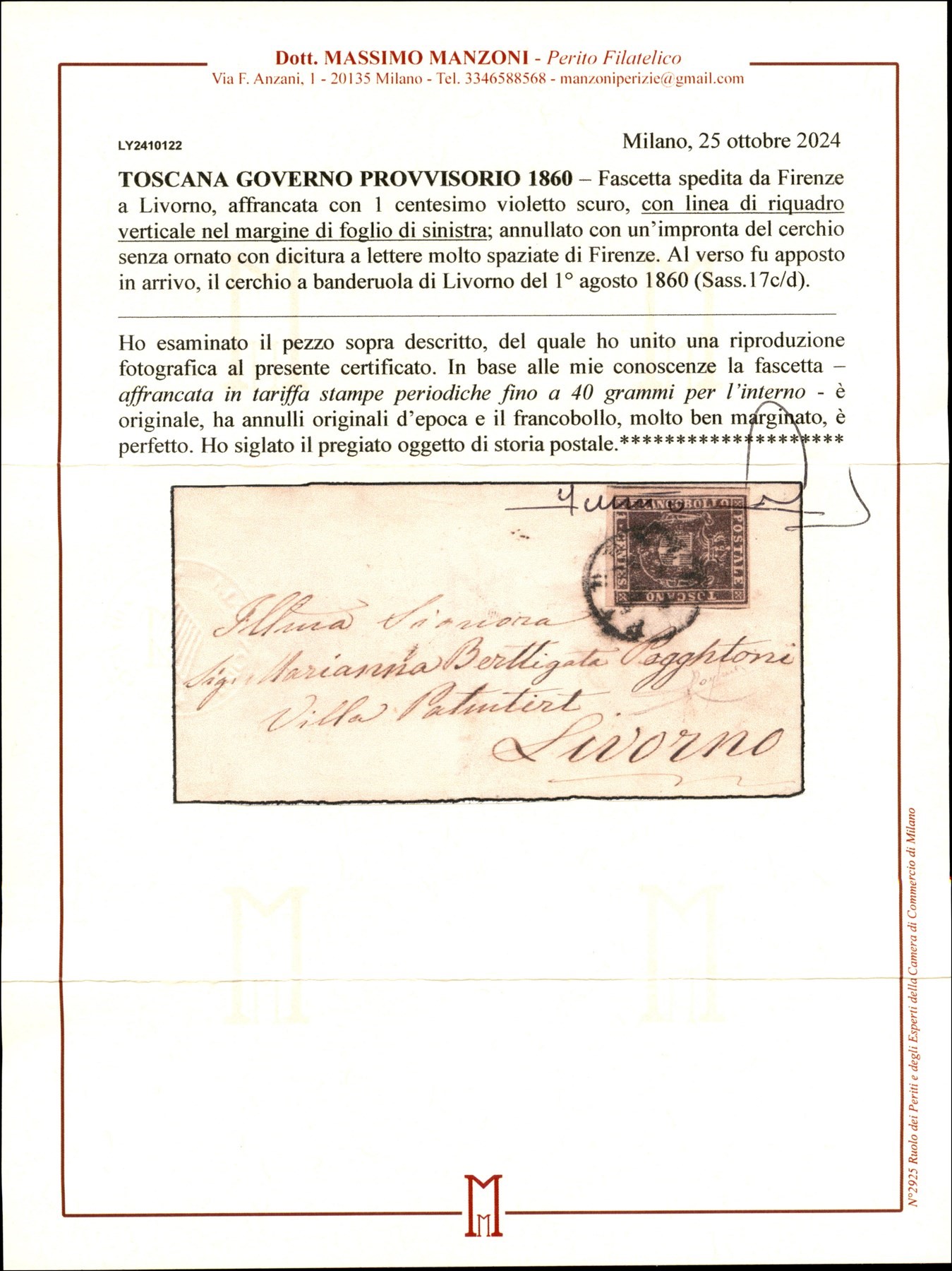 Italia / Antichi Stati Italiani / Toscana / Governo Provvisorio / Posta Ordinaria