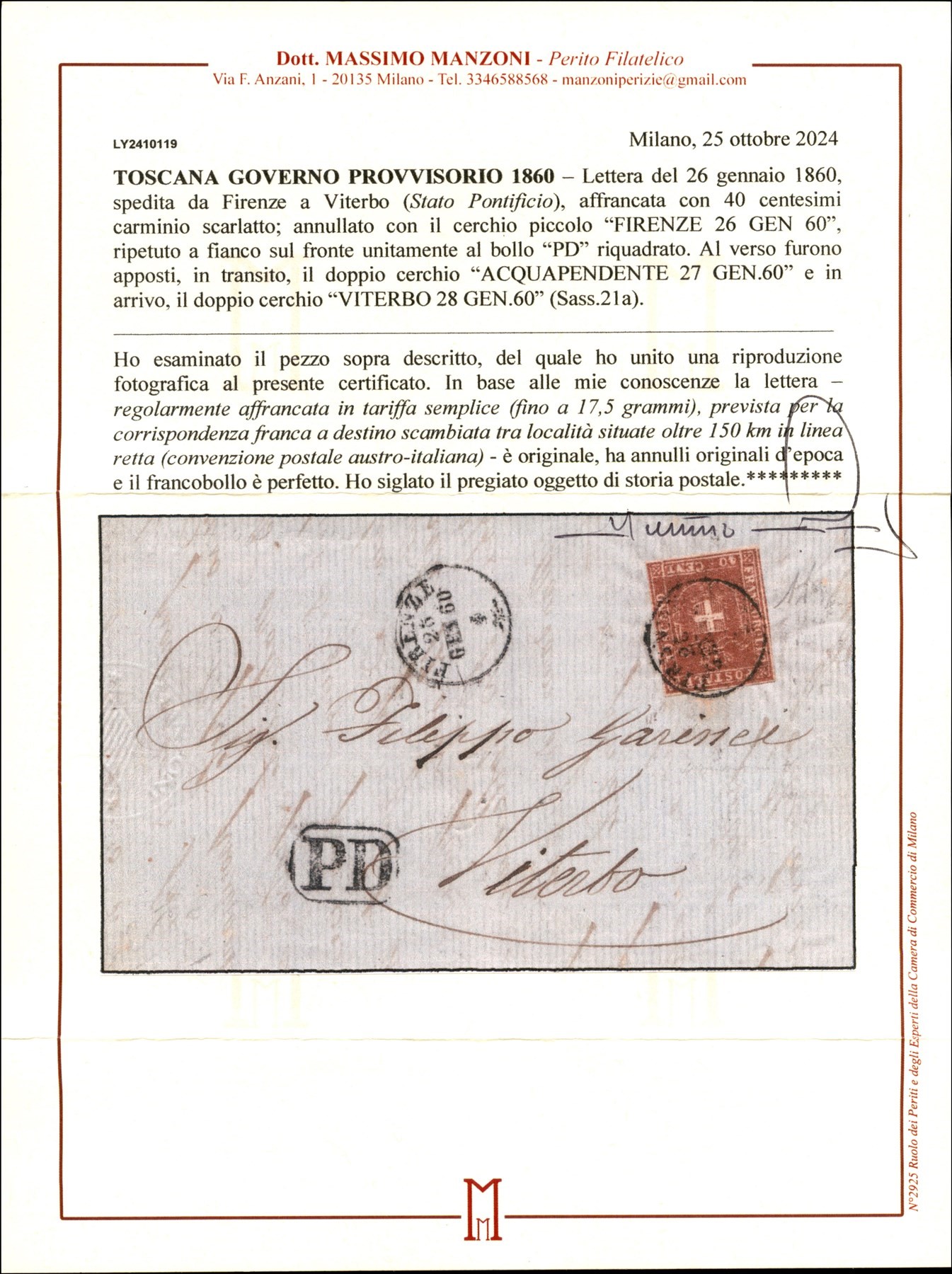 Italia / Antichi Stati Italiani / Toscana / Governo Provvisorio / Posta Ordinaria