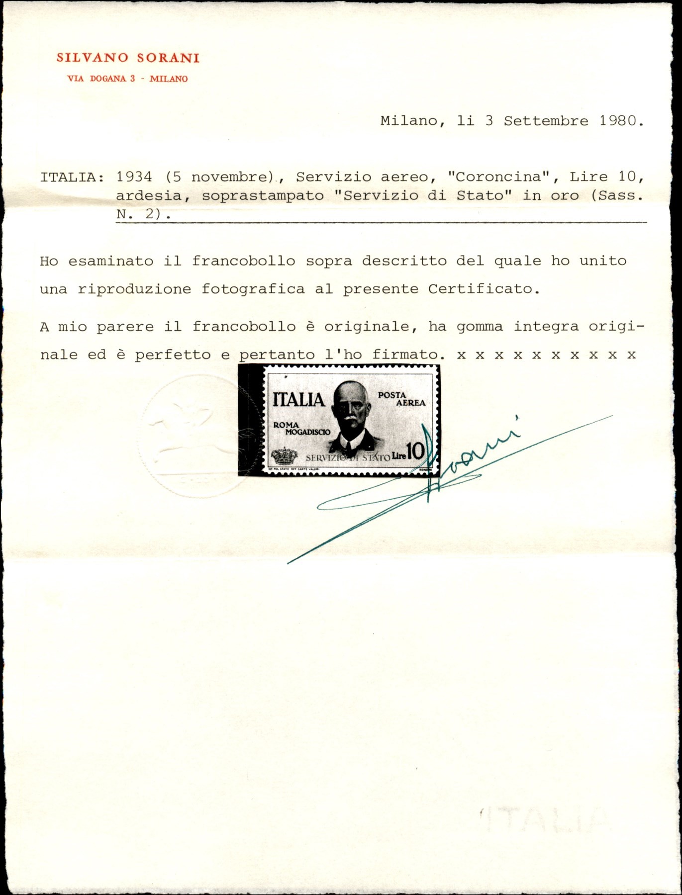 Italia / Regno / Vittorio Emanuele III / Servizio