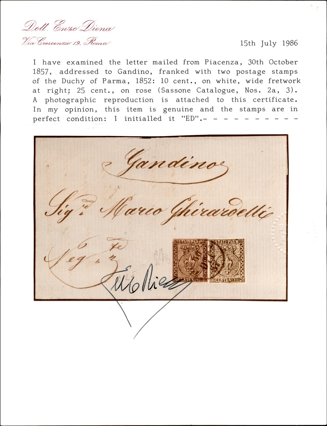 ITALIA / Antichi Stati Italiani / Parma / Posta ordinaria