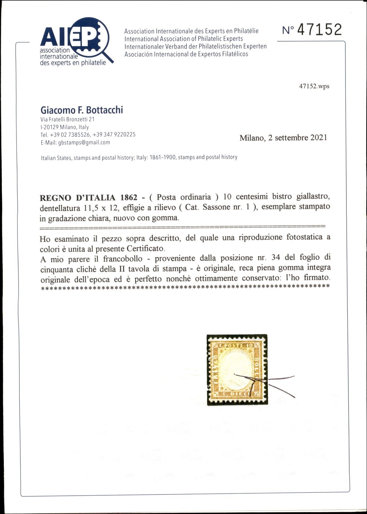 Italia / Regno / Vittorio Emanuele II / Posta Ordinaria