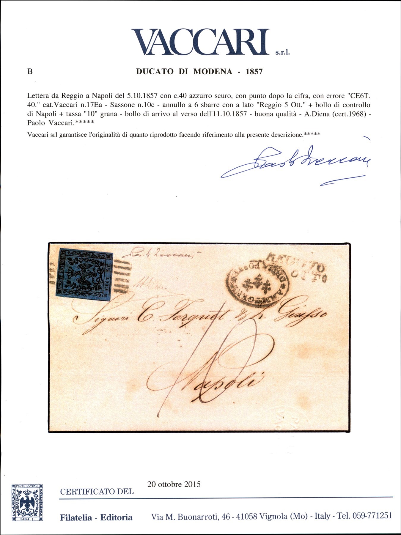 ITALIA / Antichi Stati Italiani / Modena / Posta ordinaria