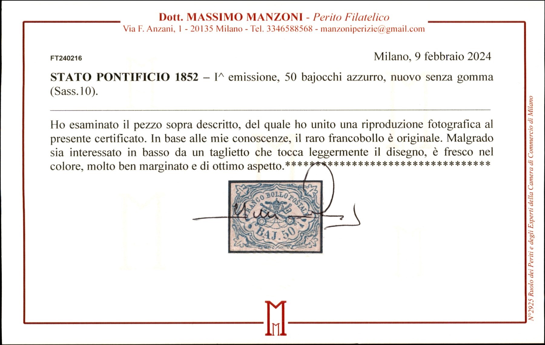 ITALIA / Antichi Stati Italiani / Stato pontificio / Posta ordinaria