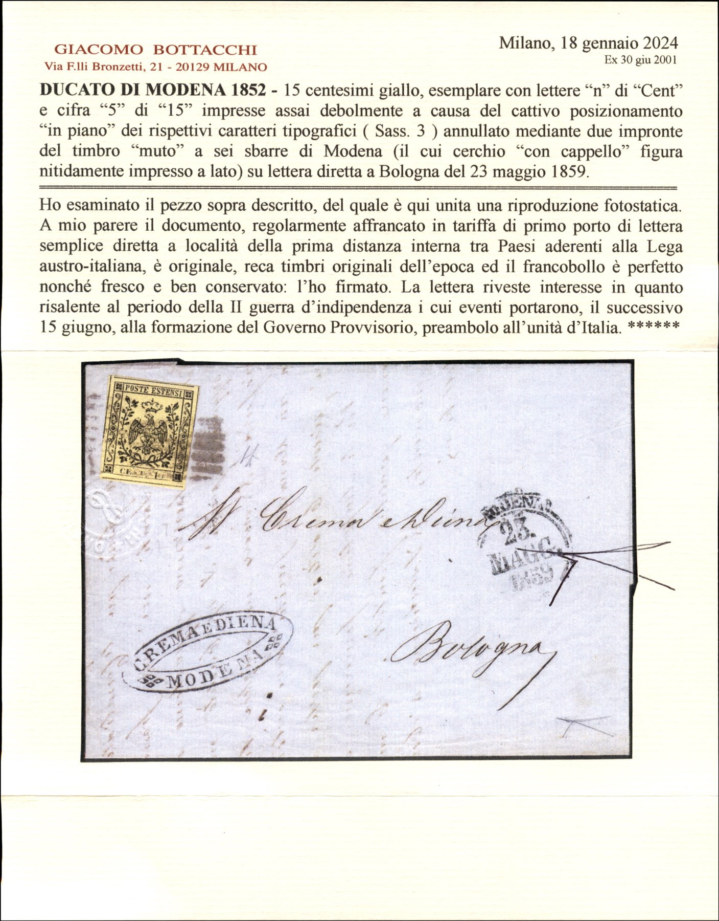 ITALIA / Antichi Stati Italiani / Modena / Posta ordinaria