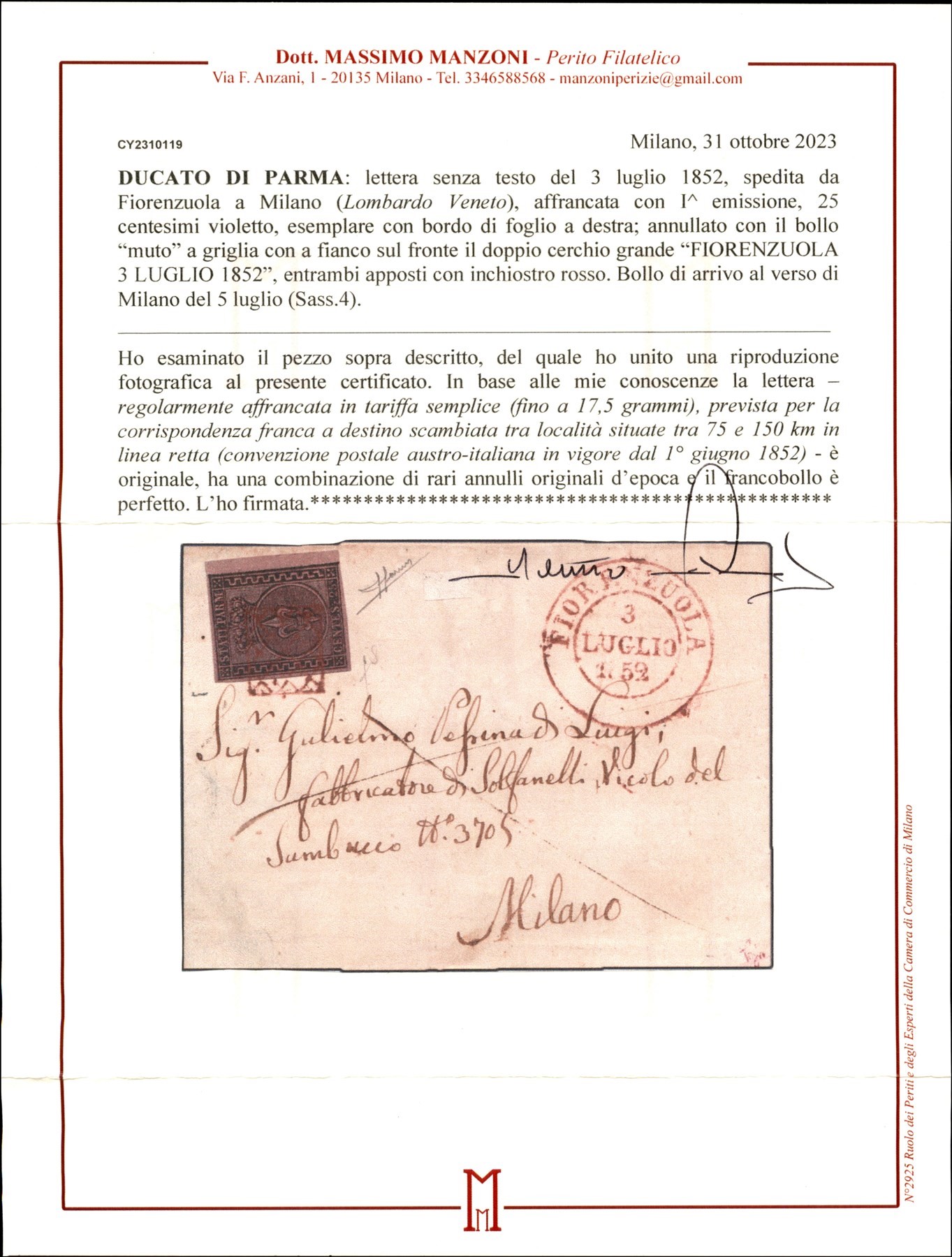 ITALIA / Antichi Stati Italiani / Parma / Posta ordinaria