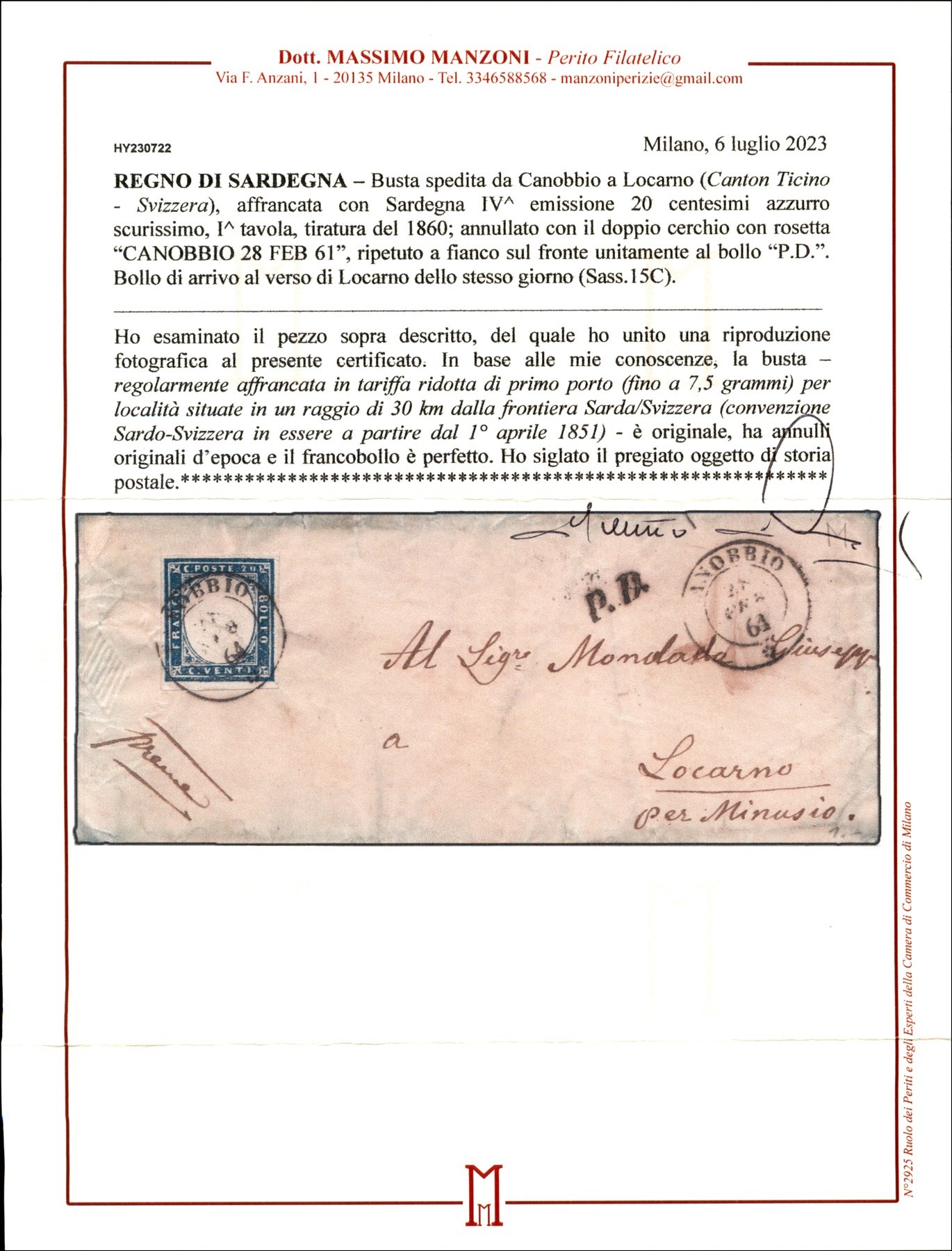 ITALIA / Antichi Stati Italiani / Sardegna / Posta ordinaria