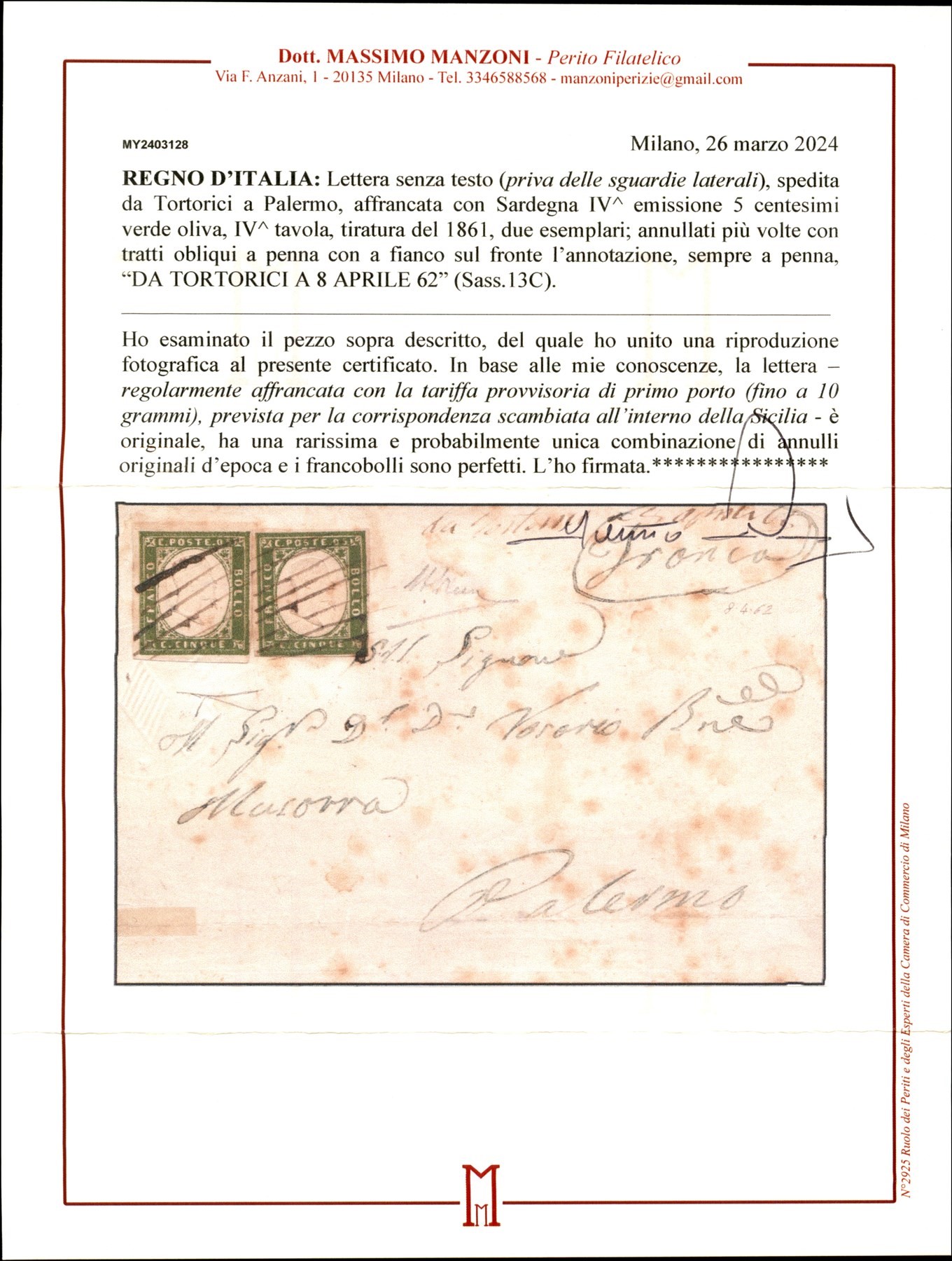 ITALIA / Antichi Stati Italiani / Sardegna / Posta ordinaria